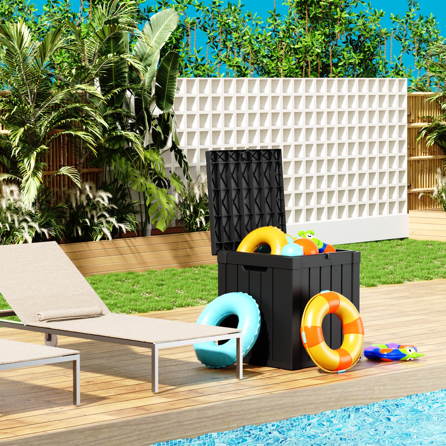 VBAL 50 Gallon recyclable eco-friendly resin material storage Deck Box