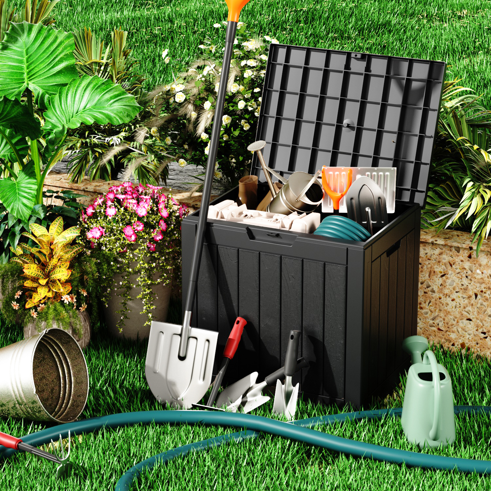 VBAL 30 Gallon recyclable eco-friendly resin material storage Deck Box