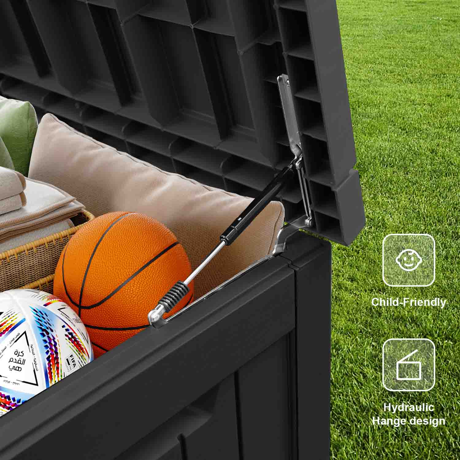 VBAL 230 Gallon recyclable eco-friendly resin material storage Deck Box