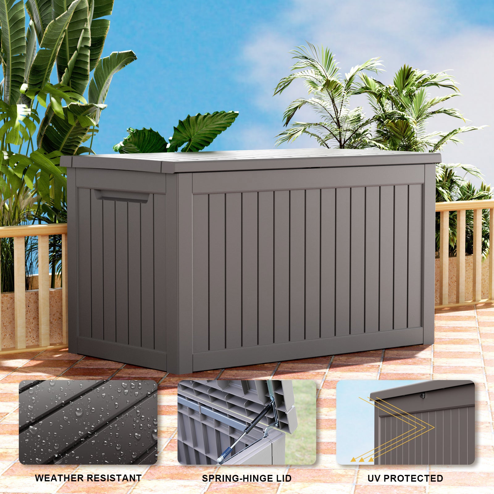 VBAL 230 Gallon recyclable eco-friendly resin material storage Deck Box