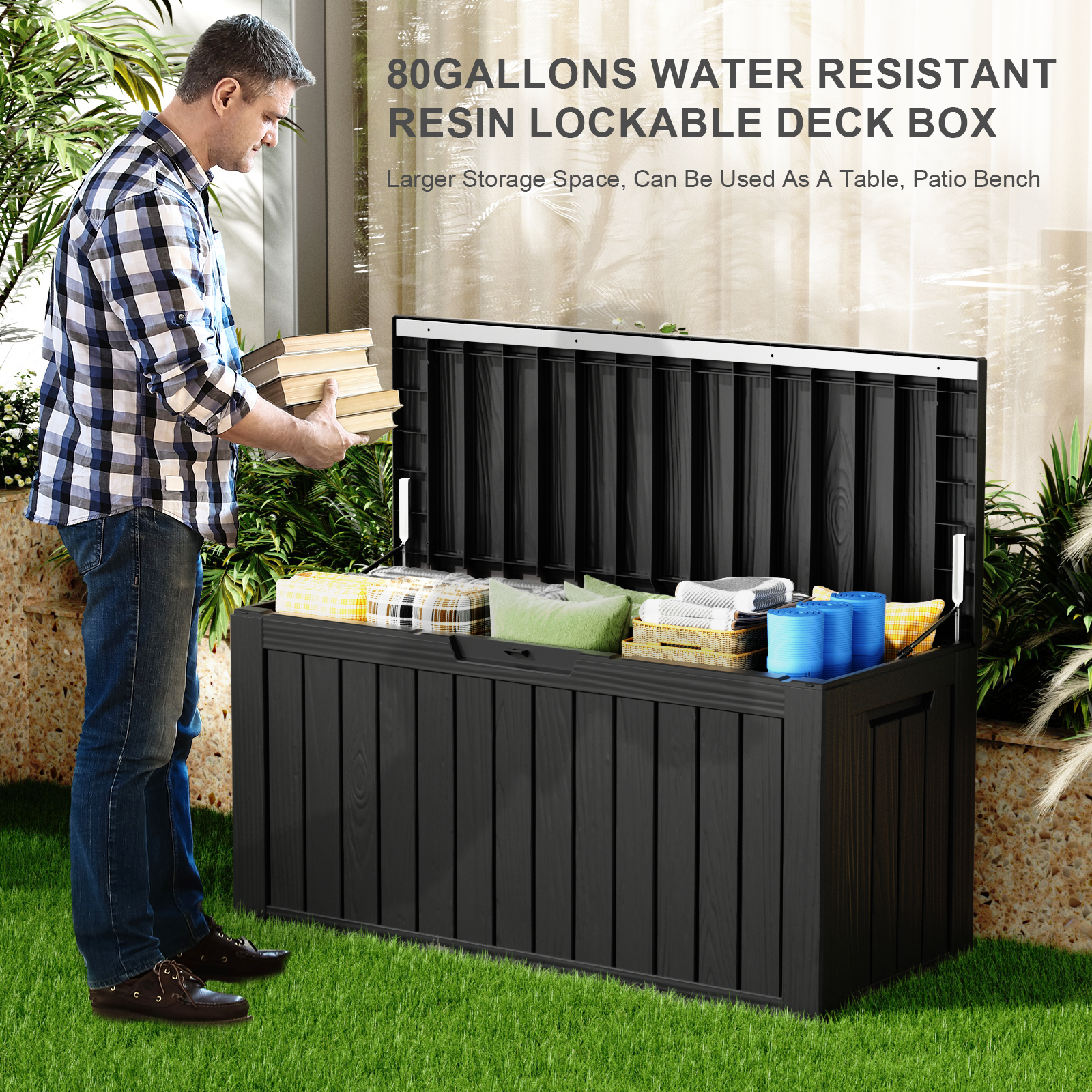 VBAL 80 Gallon recyclable eco-friendly resin material storage Deck Box