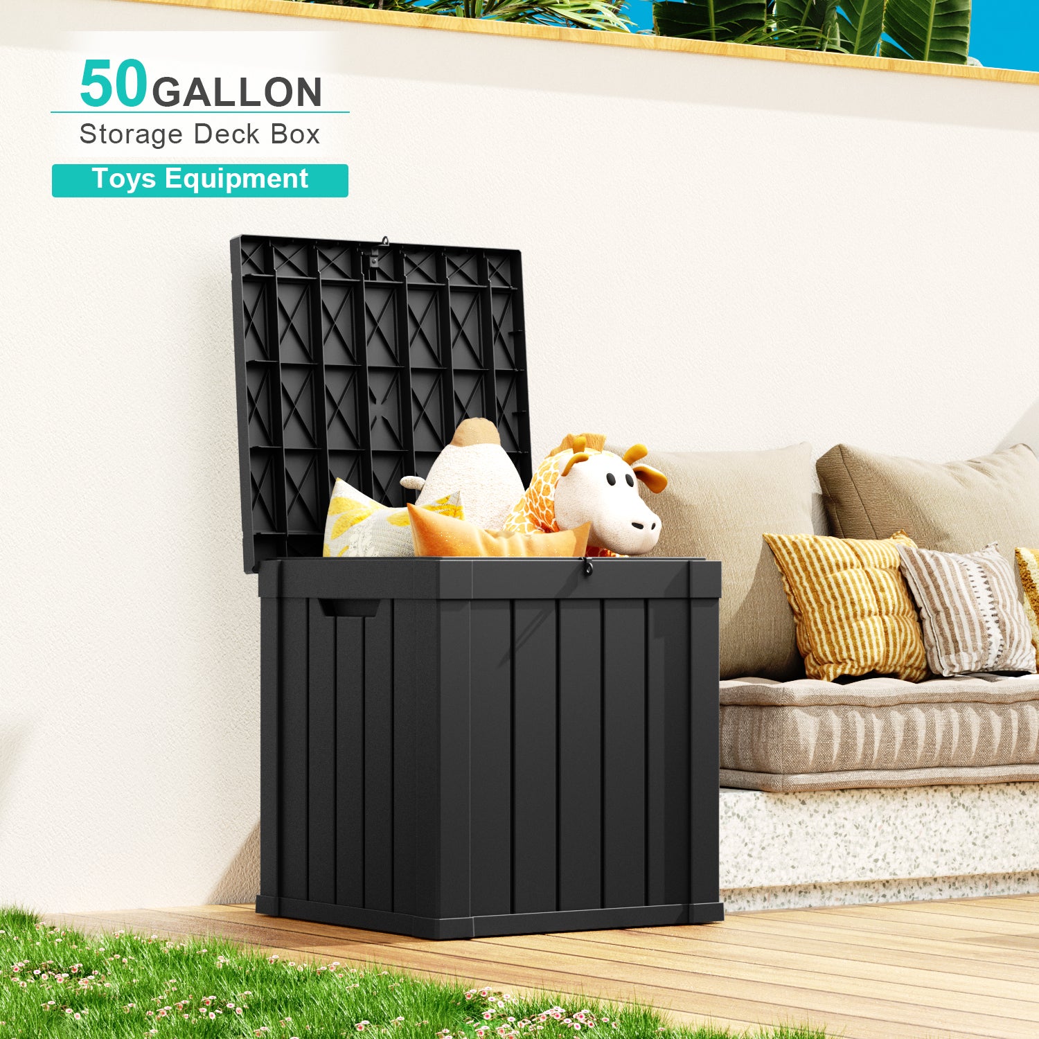 VBAL 50 Gallon recyclable eco-friendly resin material storage Deck Box