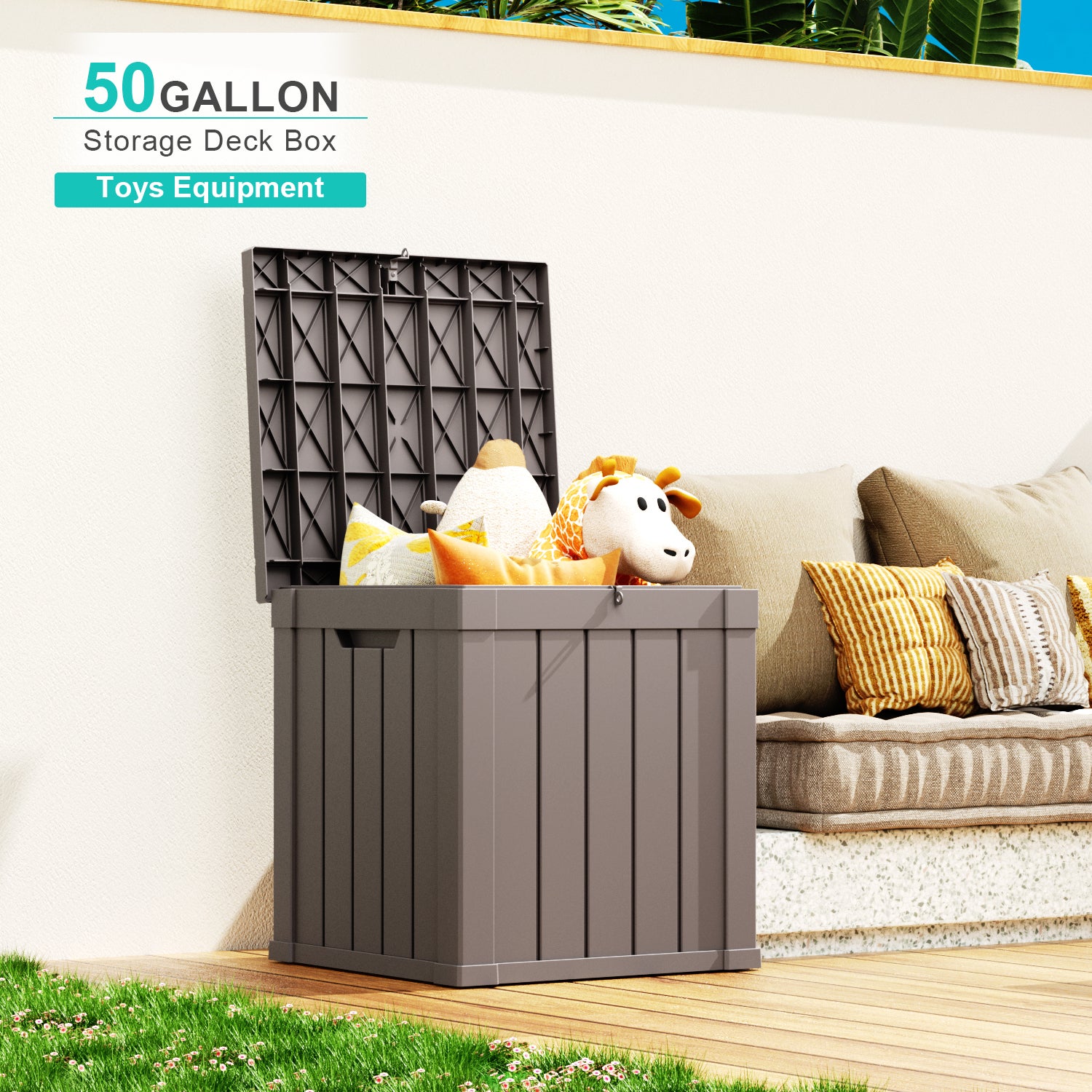 VBAL 50 Gallon recyclable eco-friendly resin material storage Deck Box