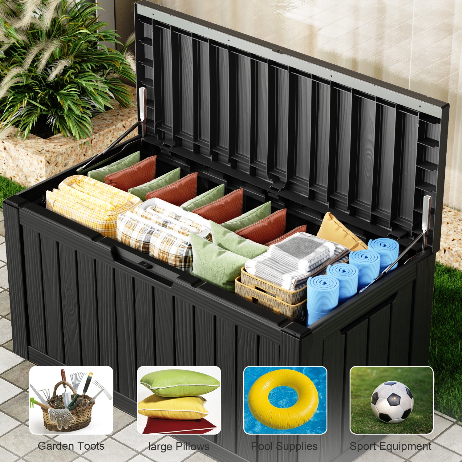 VBAL 80 Gallon recyclable eco-friendly resin material storage Deck Box