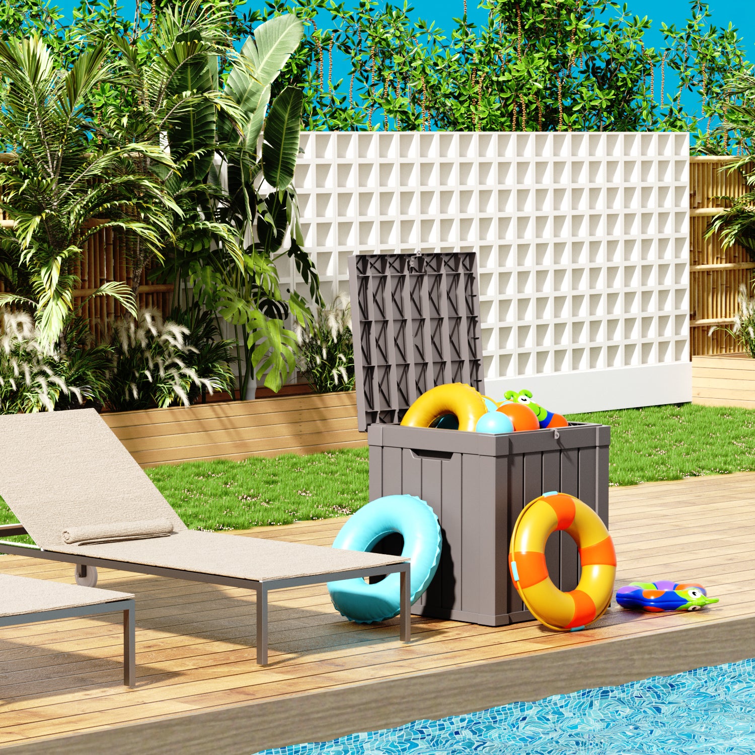VBAL 50 Gallon recyclable eco-friendly resin material storage Deck Box