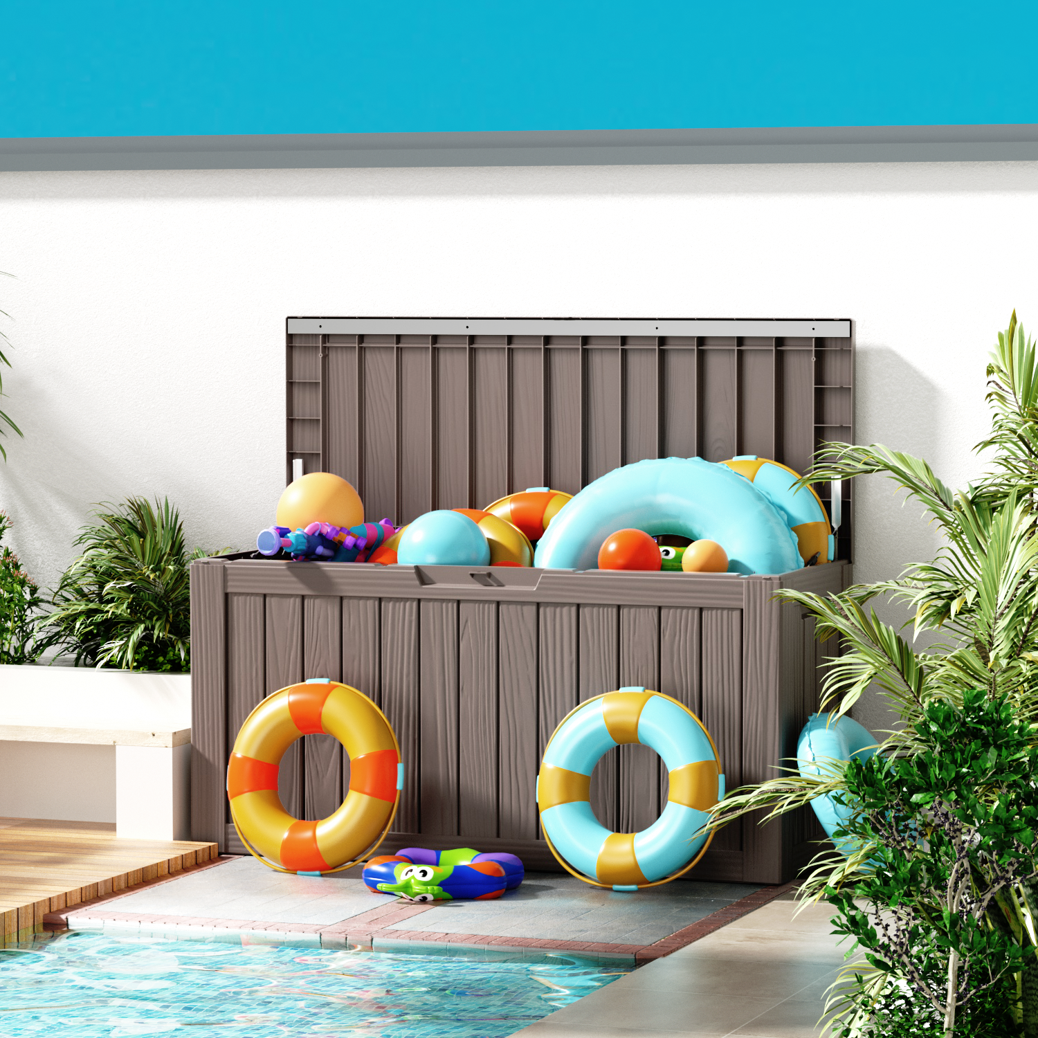 VBAL 80 Gallon recyclable eco-friendly resin material storage Deck Box