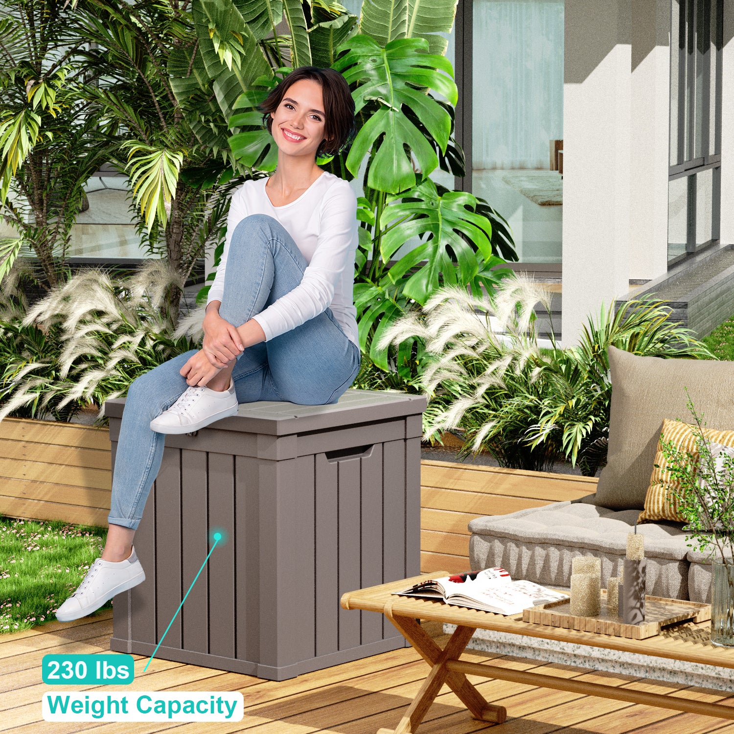 VBAL 50 Gallon recyclable eco-friendly resin material storage Deck Box