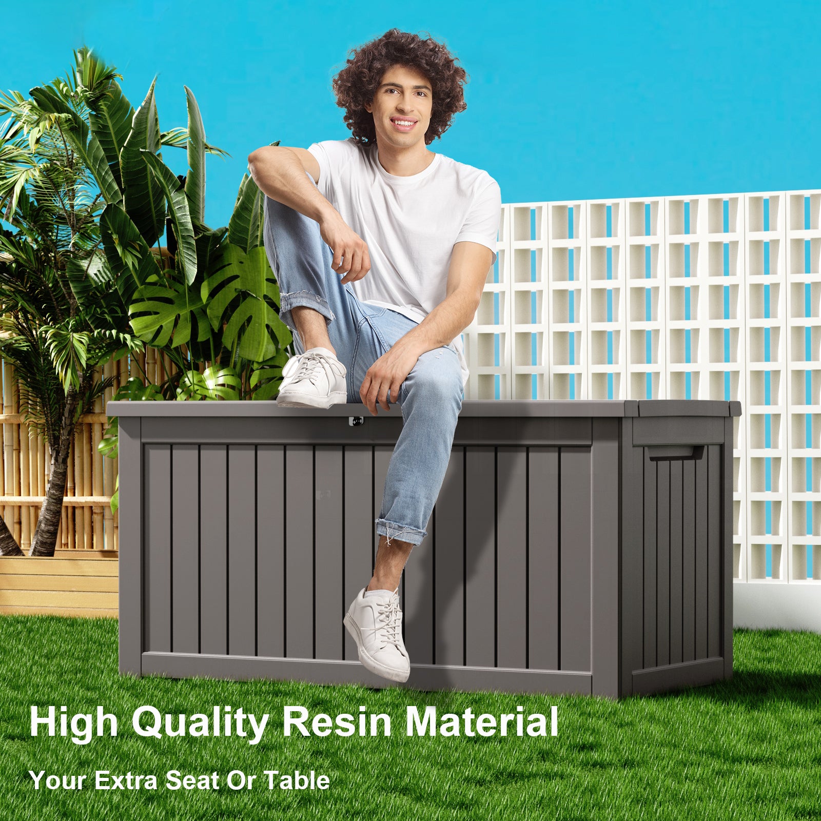VBAL 230 Gallon recyclable eco-friendly resin material storage Deck Box