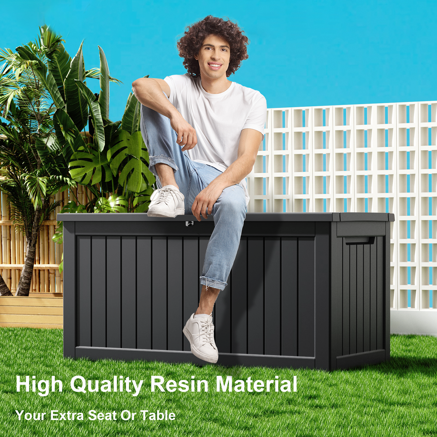 VBAL 230 Gallon recyclable eco-friendly resin material storage Deck Box