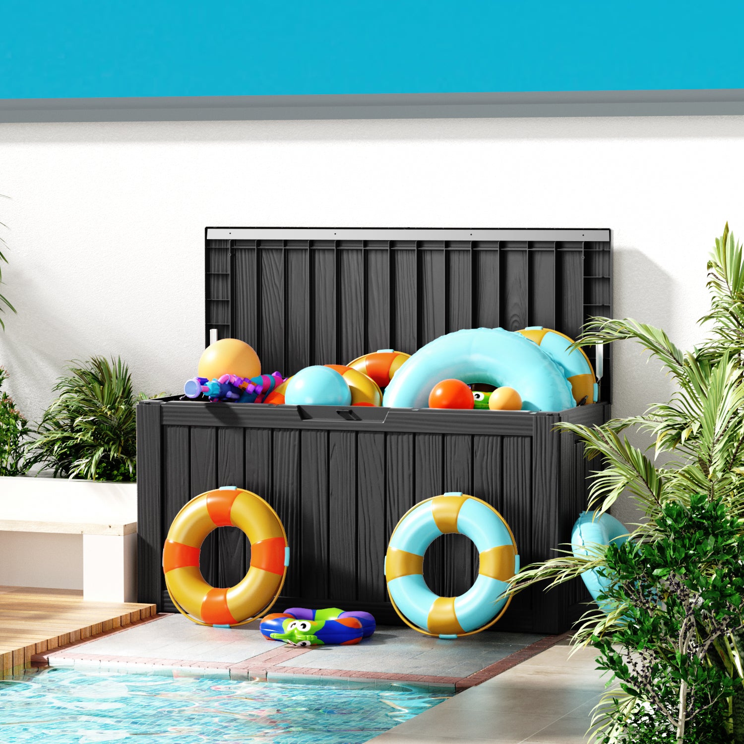 VBAL 80 Gallon recyclable eco-friendly resin material storage Deck Box