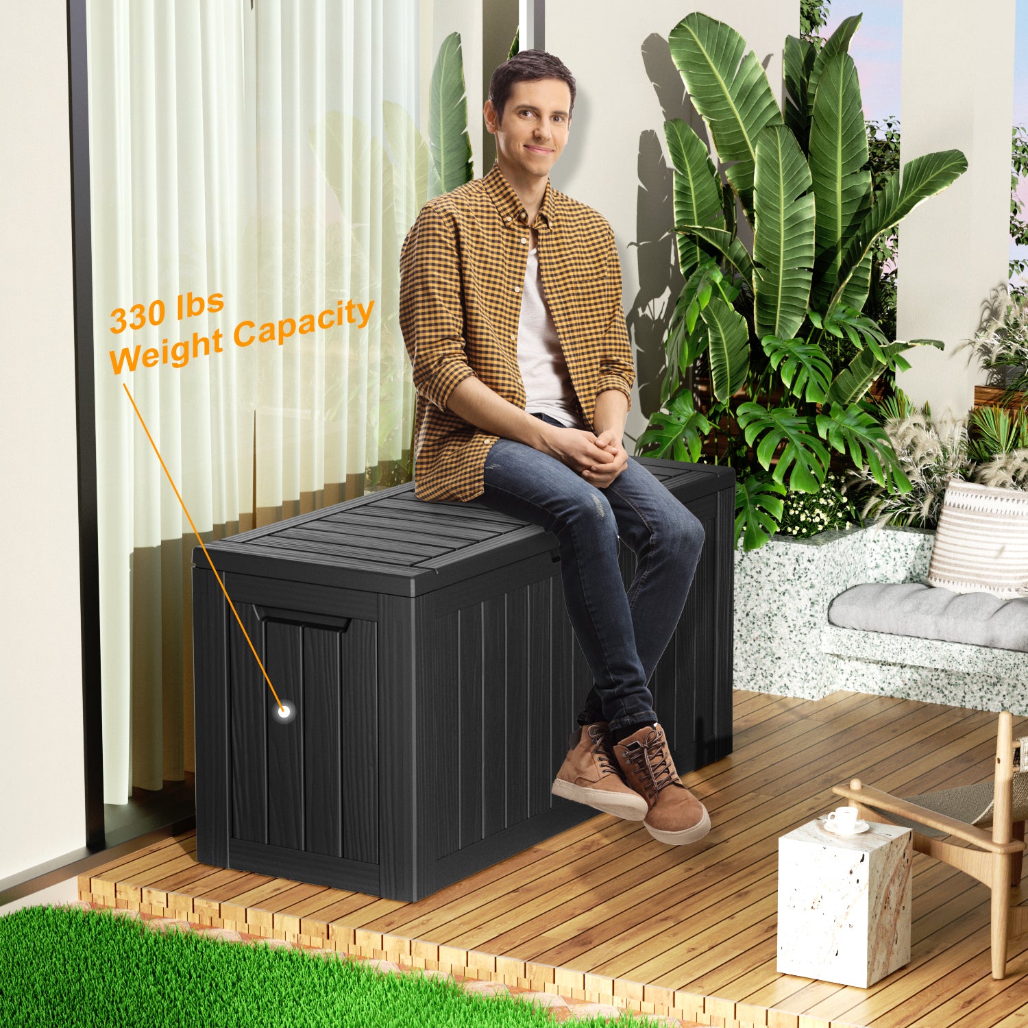 VBAL 80 Gallon recyclable eco-friendly resin material storage Deck Box