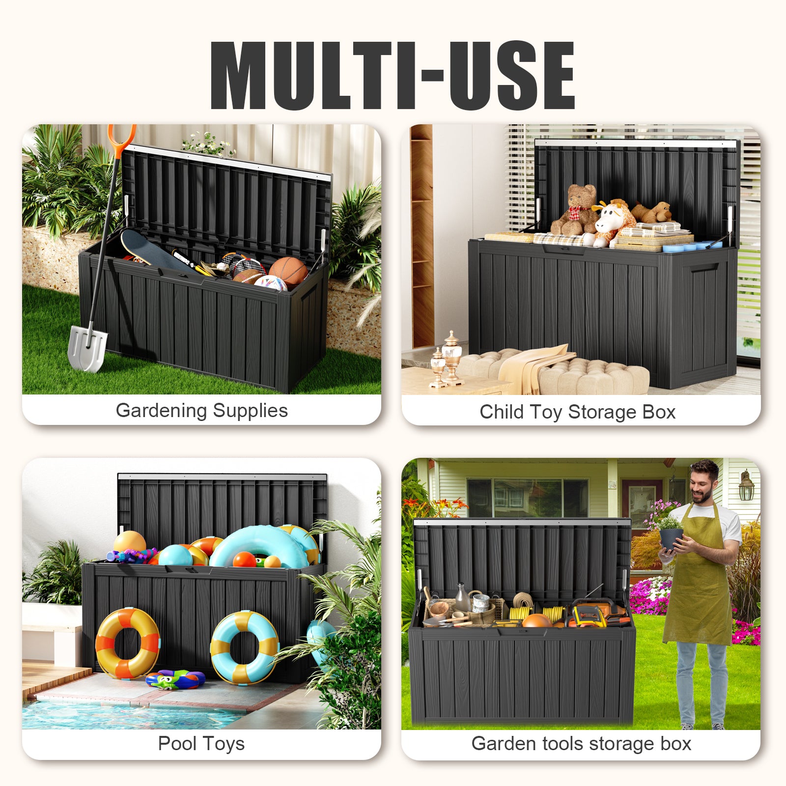 VBAL 80 Gallon recyclable eco-friendly resin material storage Deck Box