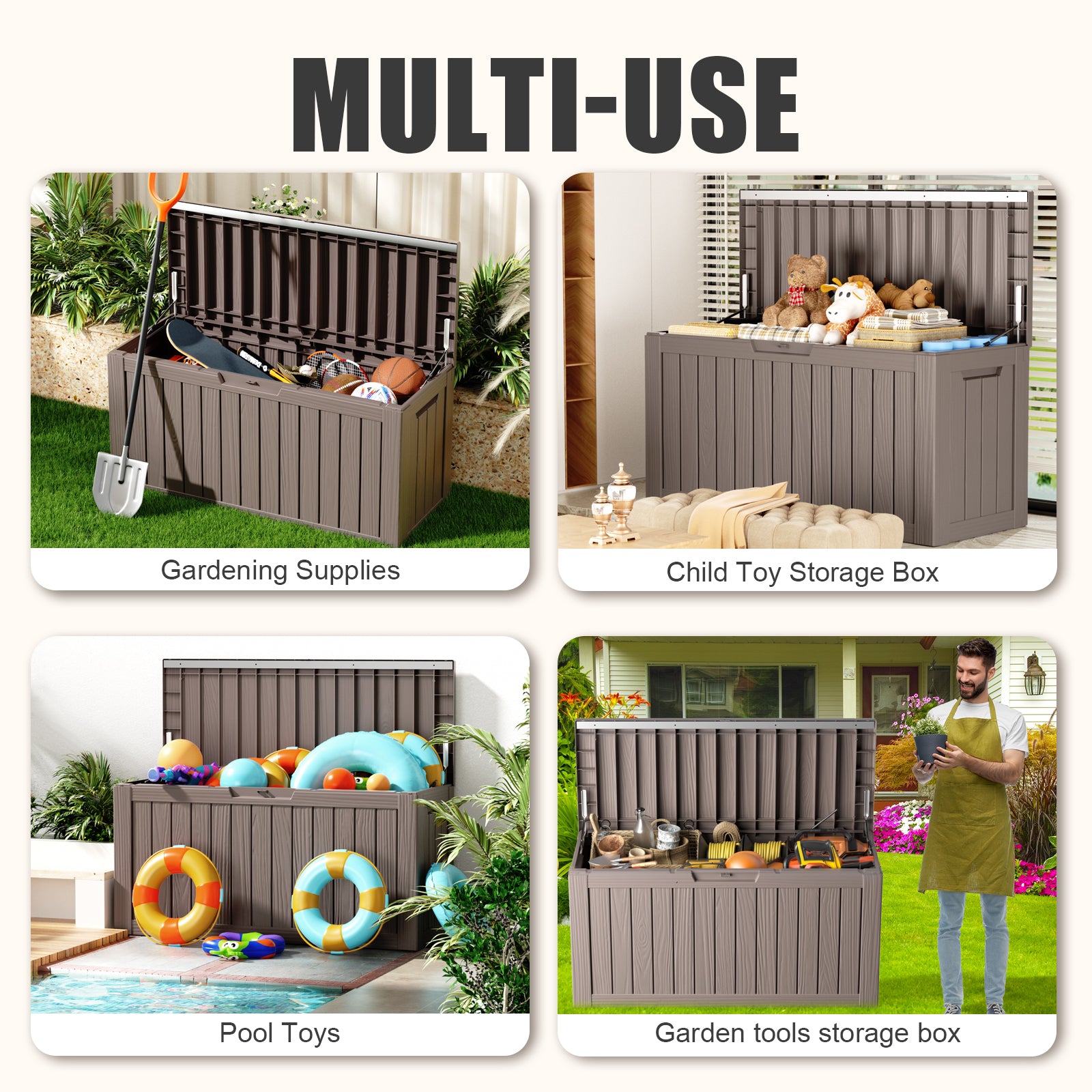 VBAL 80 Gallon recyclable eco-friendly resin material storage Deck Box