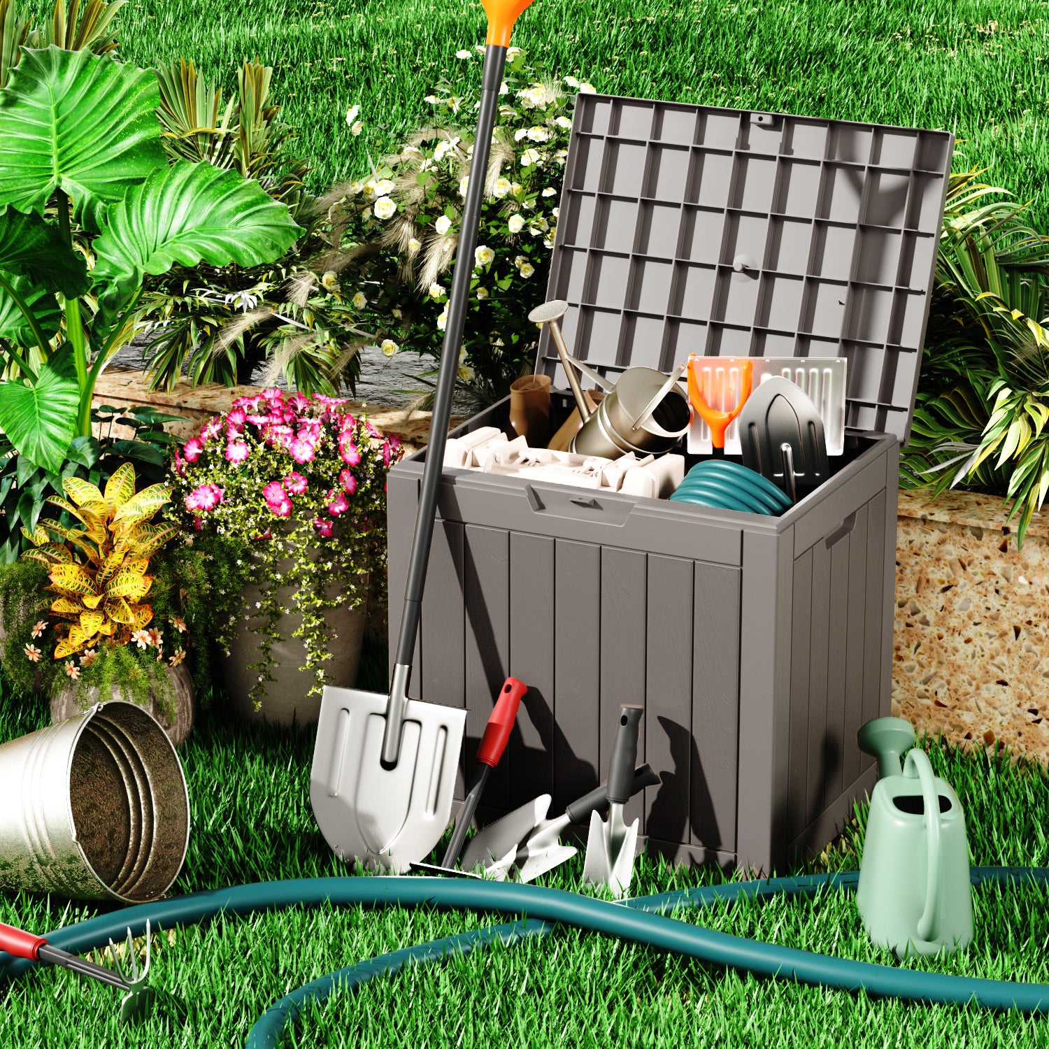 VBAL 30 Gallon recyclable eco-friendly resin material storage Deck Box