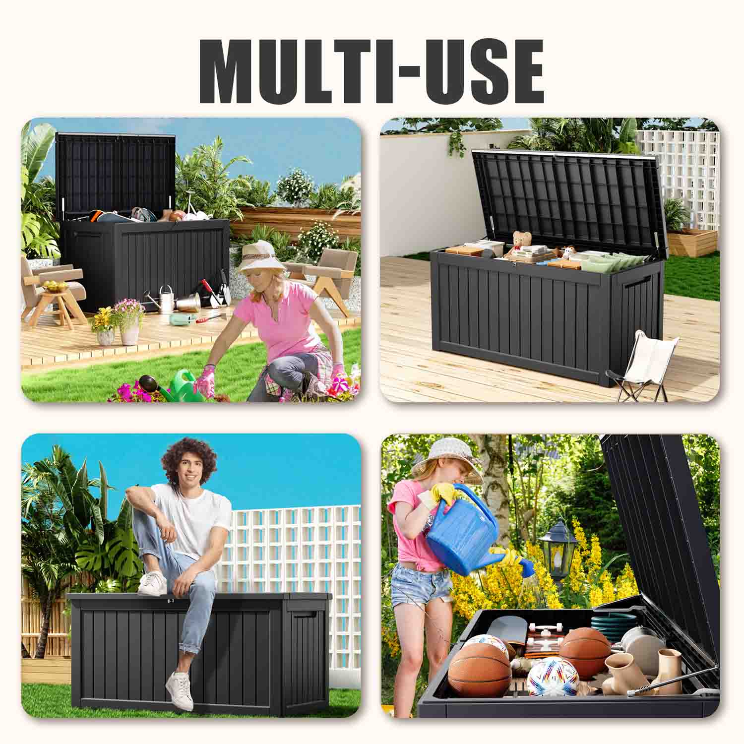 VBAL 230 Gallon recyclable eco-friendly resin material storage Deck Box