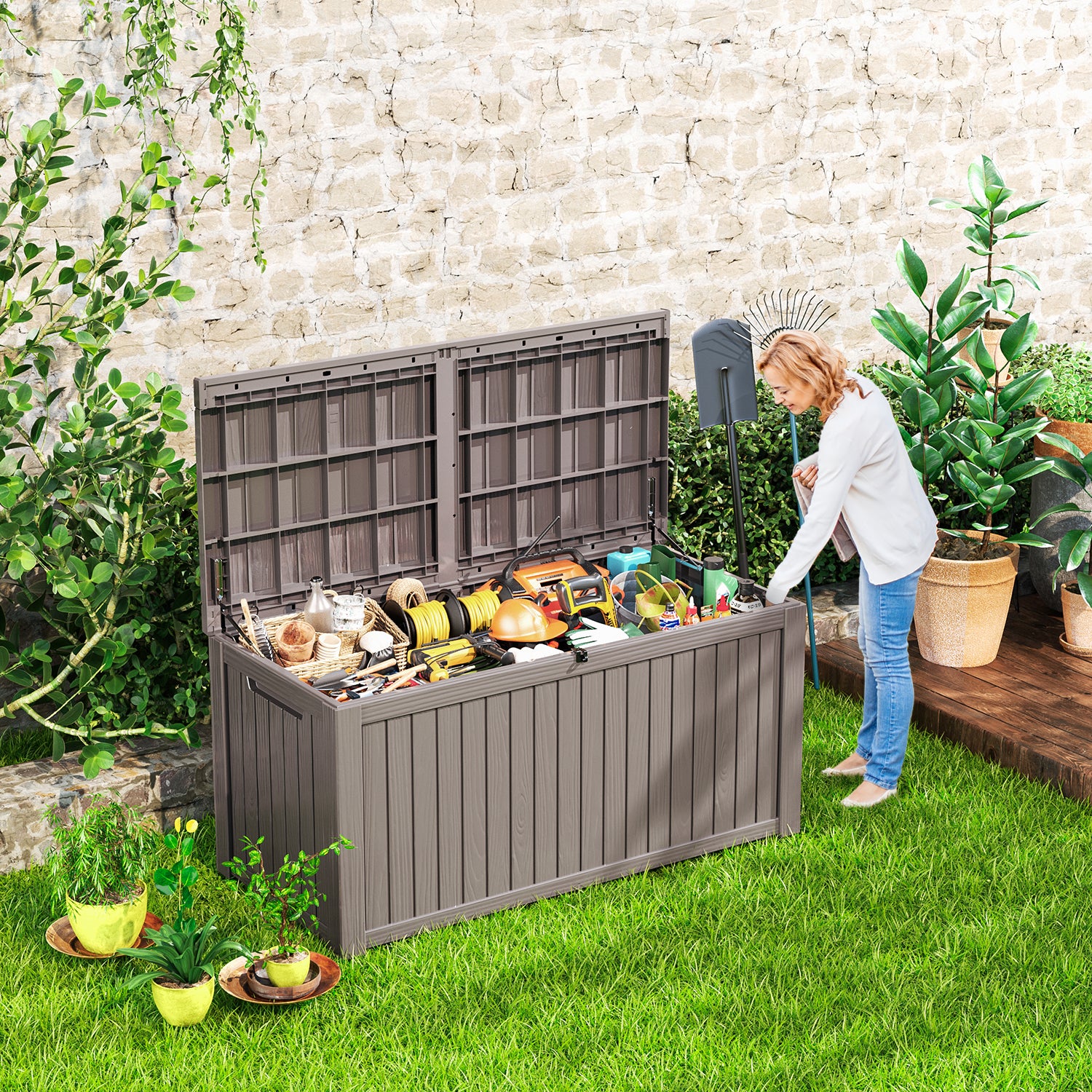 VBAL  180 Gallon recyclable eco-friendly resin material storage Deck Box