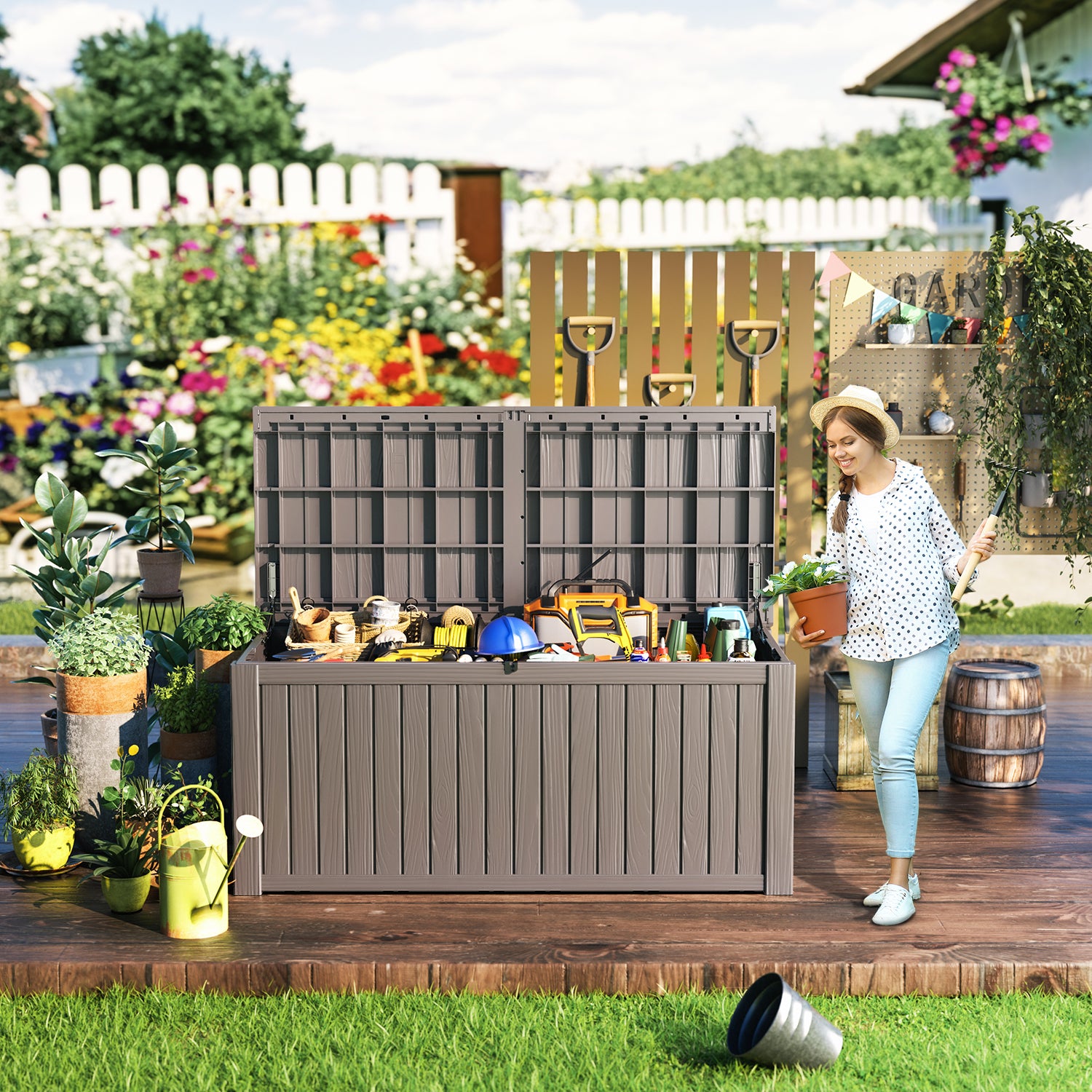 VBAL  180 Gallon recyclable eco-friendly resin material storage Deck Box