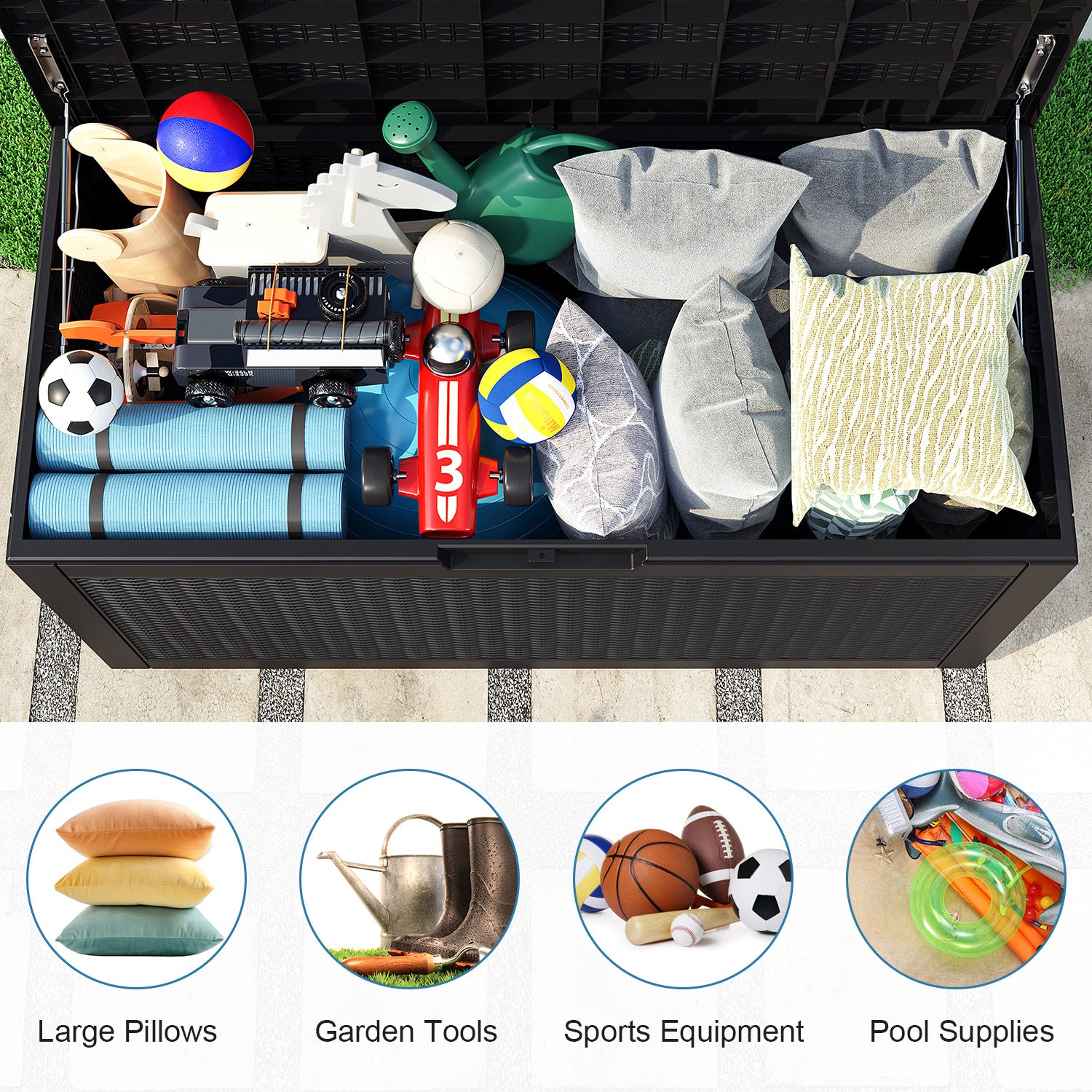 VBAL 100 gallon recyclable eco-friendly resin + rattan material storage Deck Box