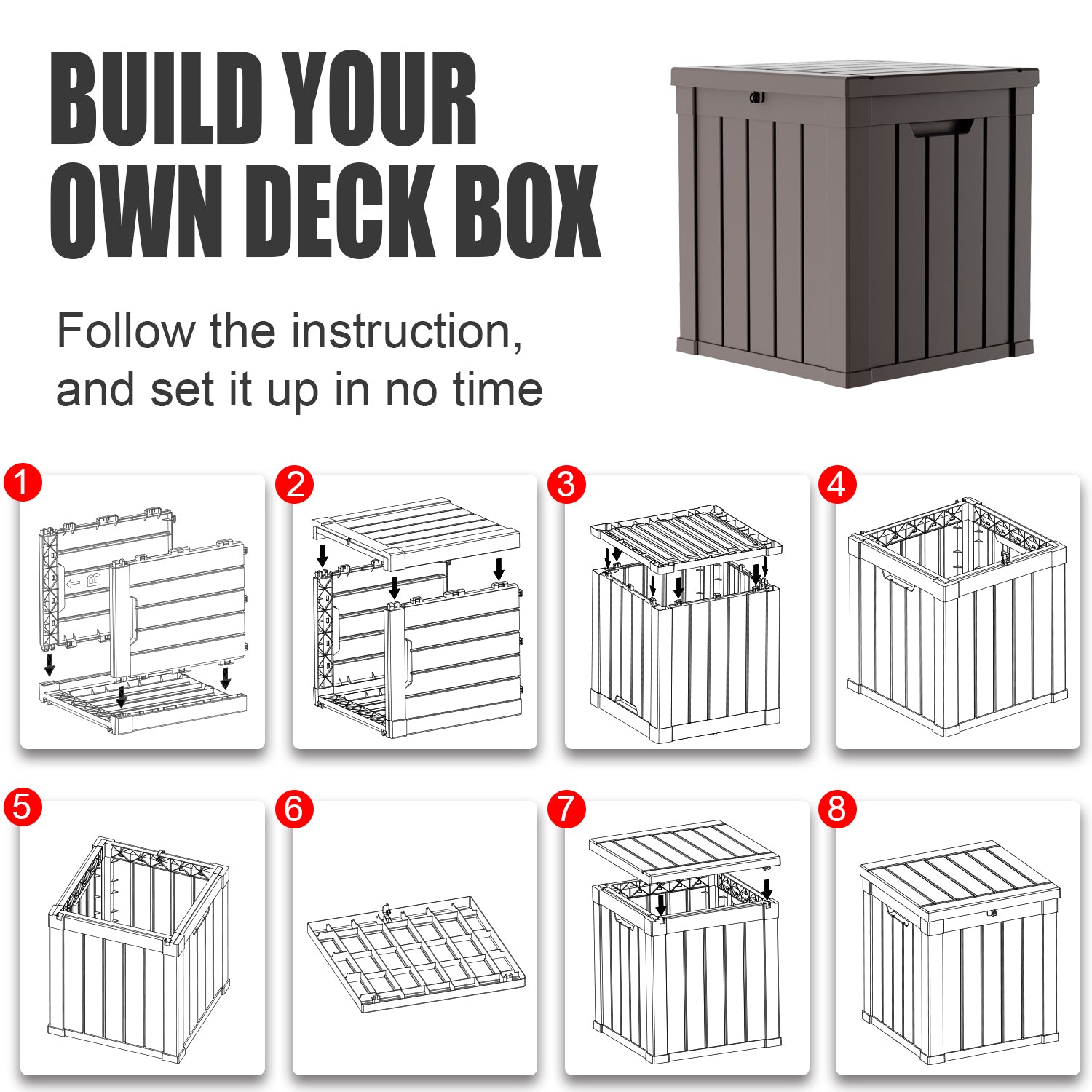 VBAL 50 Gallon recyclable eco-friendly resin material storage Deck Box