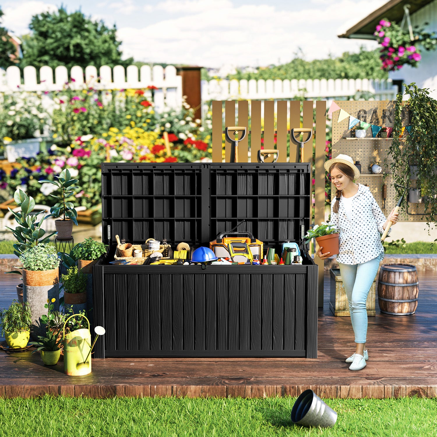 VBAL  180 Gallon recyclable eco-friendly resin material storage Deck Box