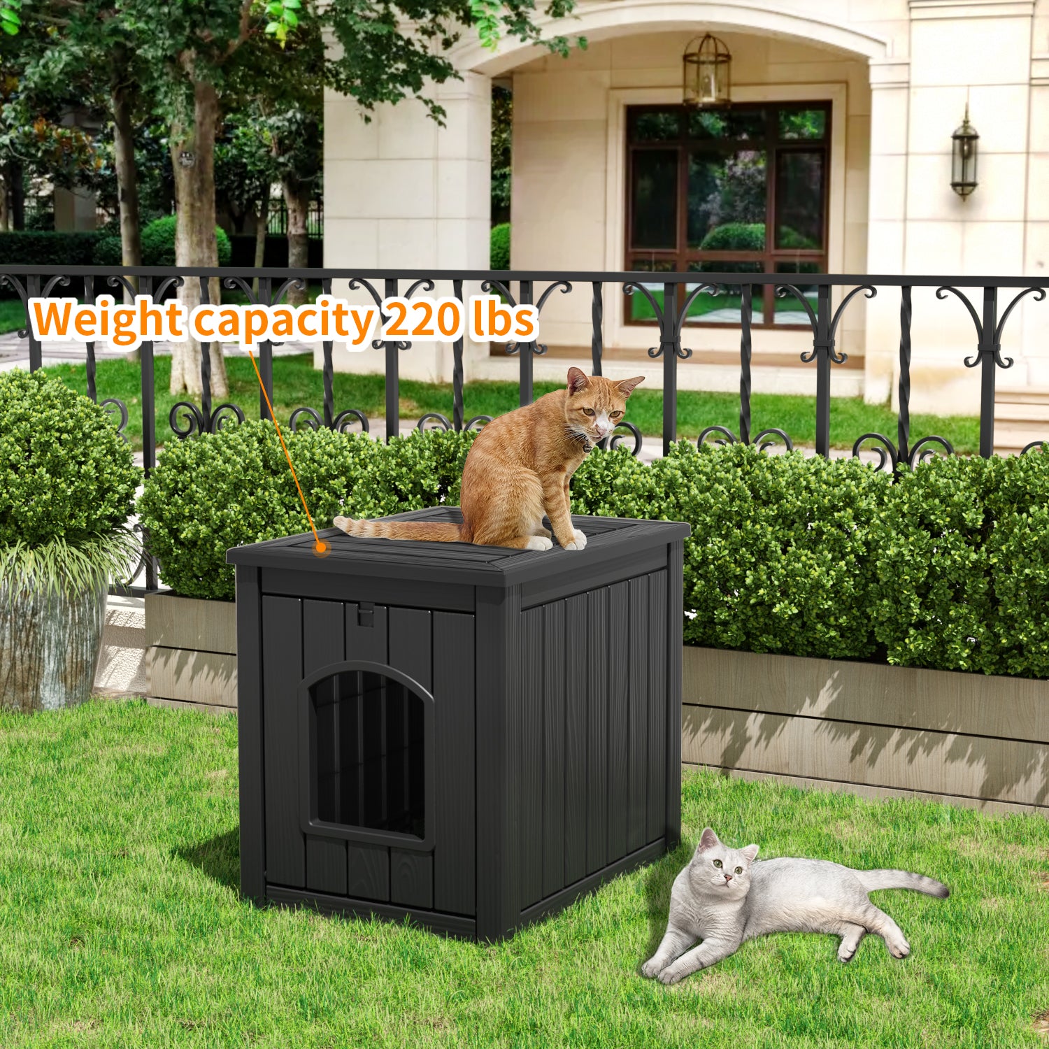 VBAL Cat Litter Box Furniture,Cat Washroom Litter Box Enclosure,Wooden Cat House Nightstand End Table,Indoor Cat Furniture Cabinet Pet Crate Black