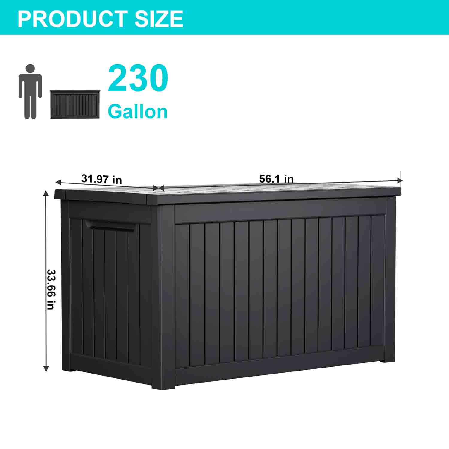 VBAL 230 Gallon recyclable eco-friendly resin material storage Deck Box