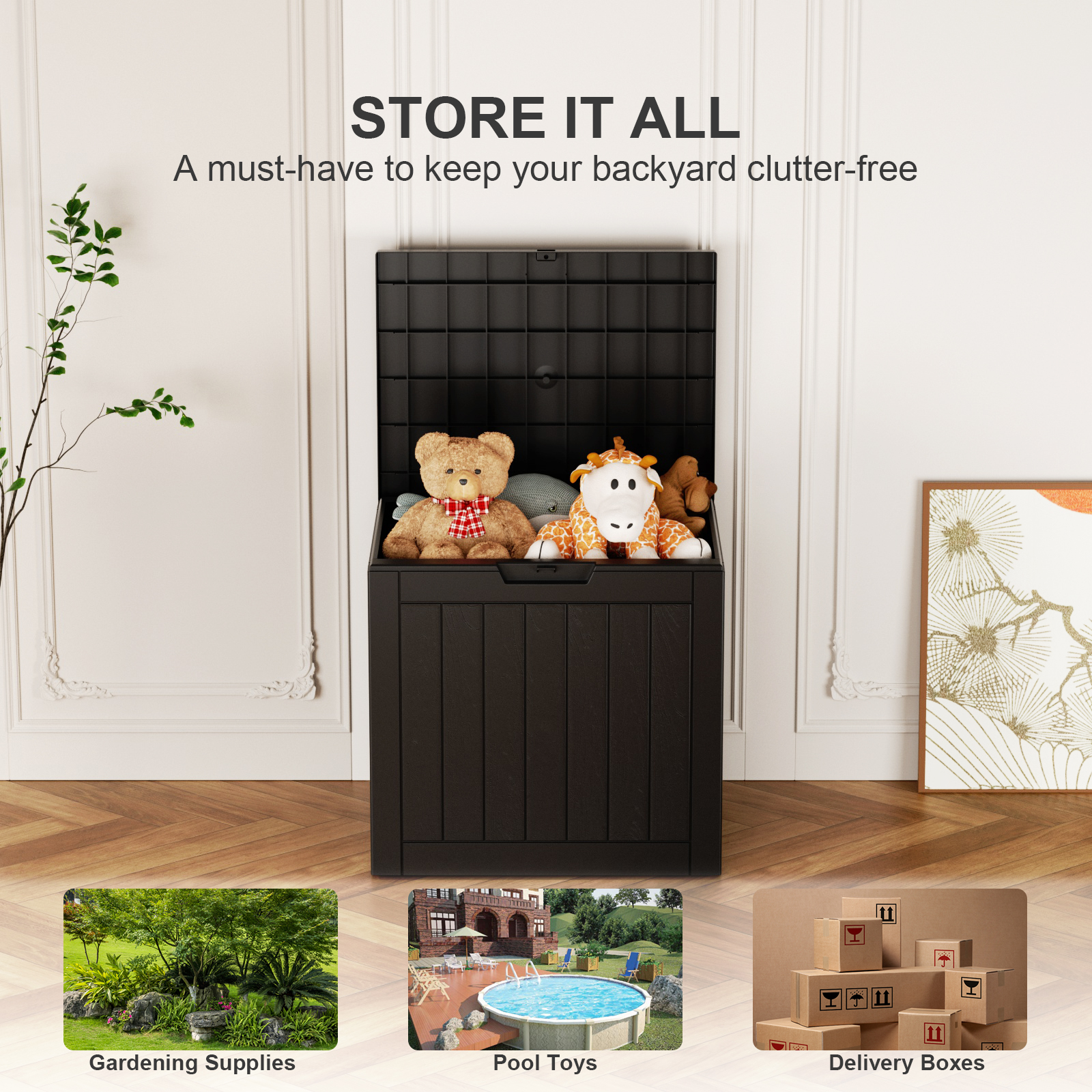 VBAL 30 Gallon recyclable eco-friendly resin material storage Deck Box