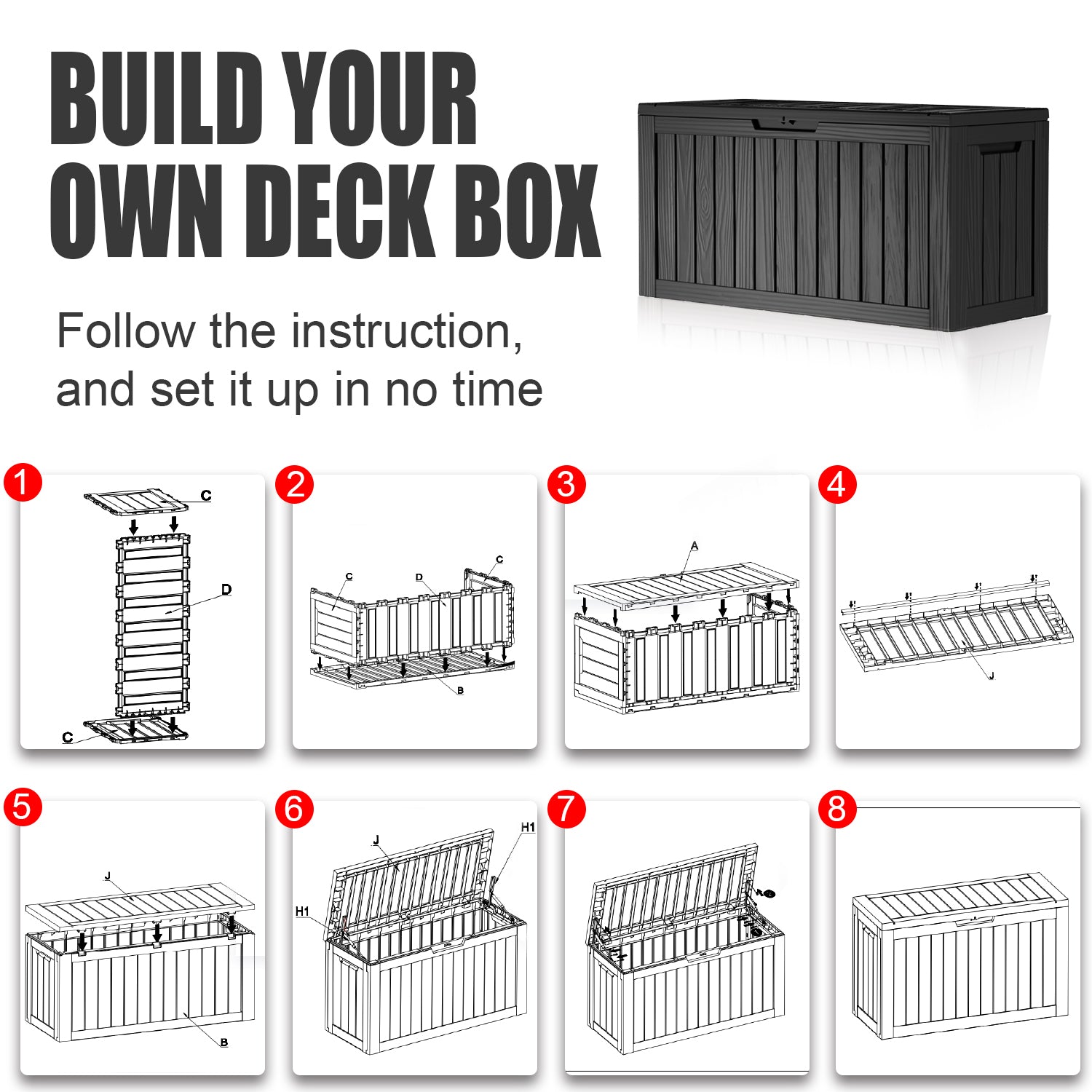 VBAL 80 Gallon recyclable eco-friendly resin material storage Deck Box