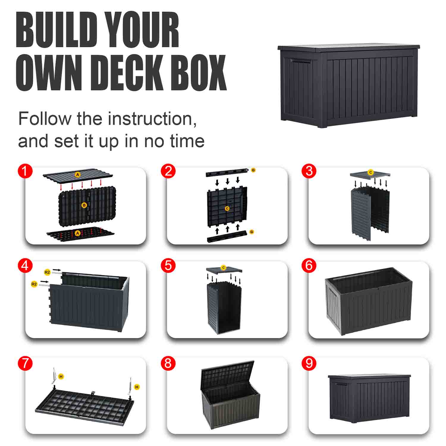 VBAL 230 Gallon recyclable eco-friendly resin material storage Deck Box