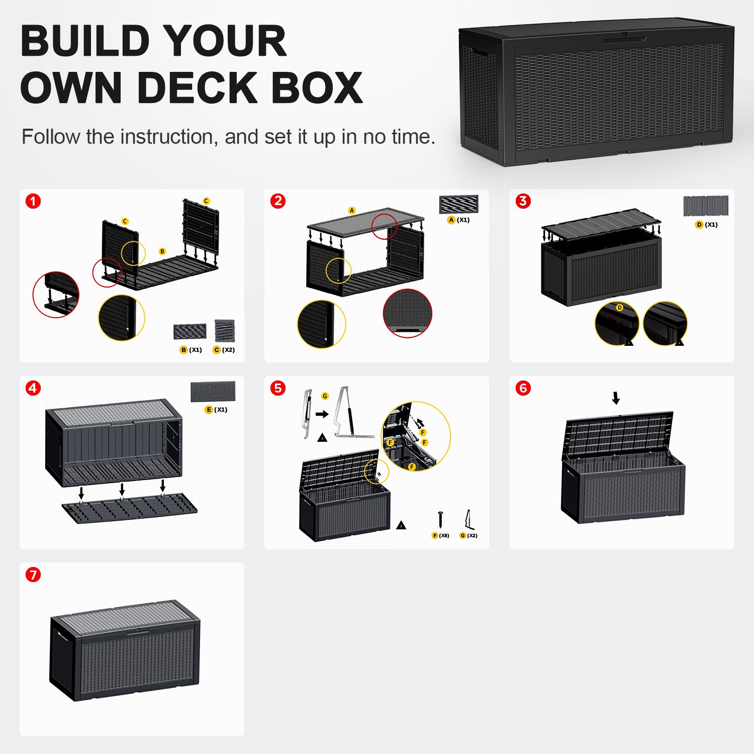 VBAL 100 gallon recyclable eco-friendly resin + rattan material storage Deck Box