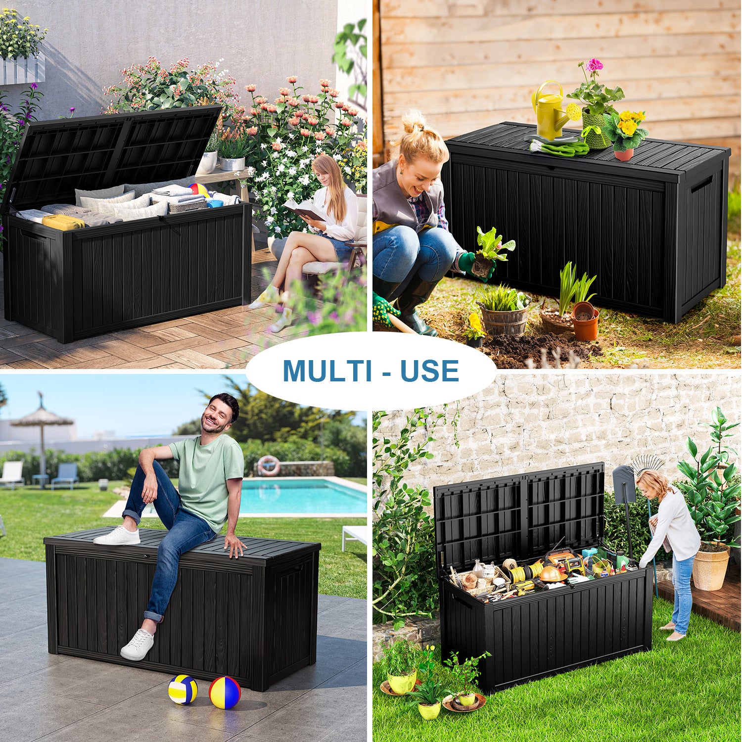 VBAL  180 Gallon recyclable eco-friendly resin material storage Deck Box