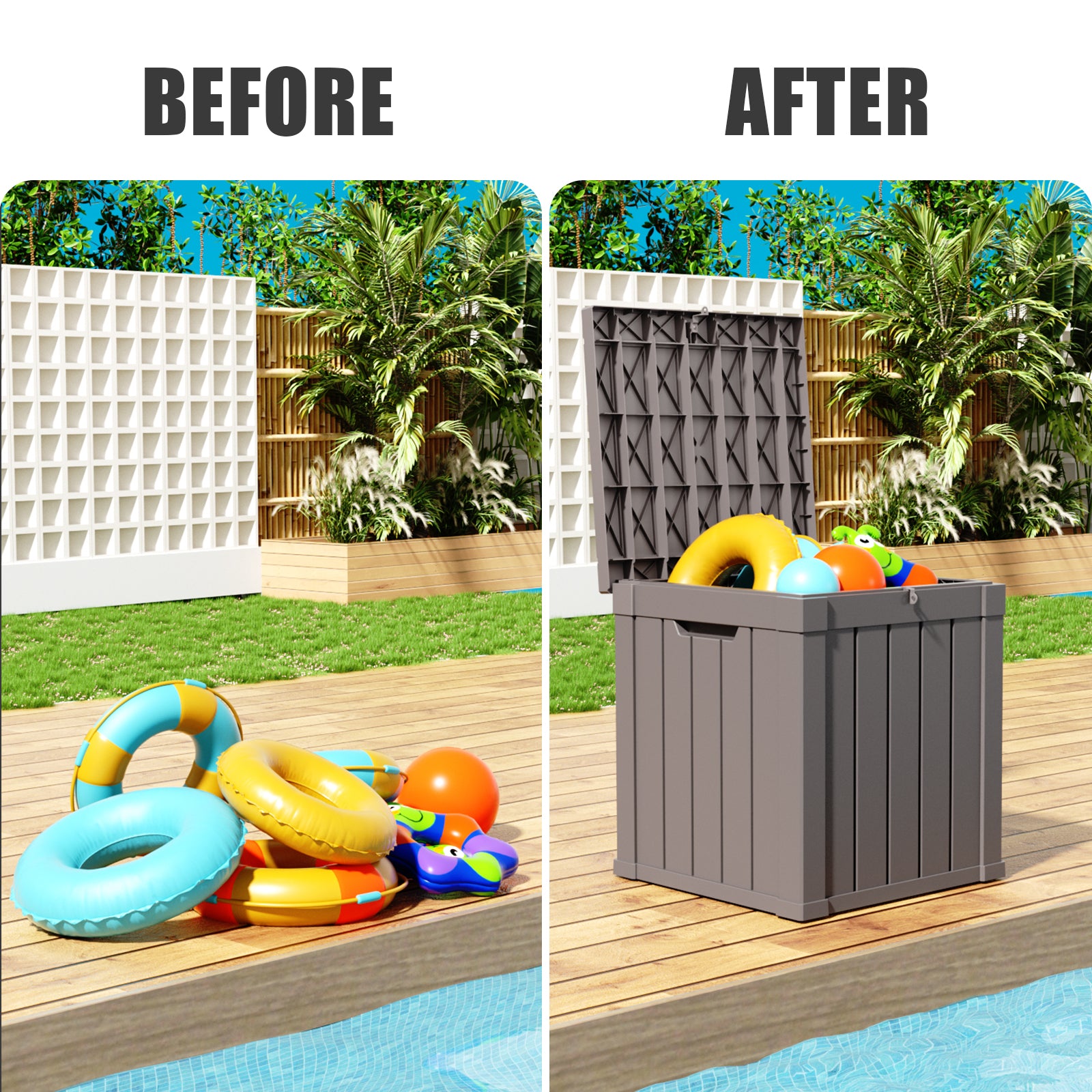 VBAL 50 Gallon recyclable eco-friendly resin material storage Deck Box