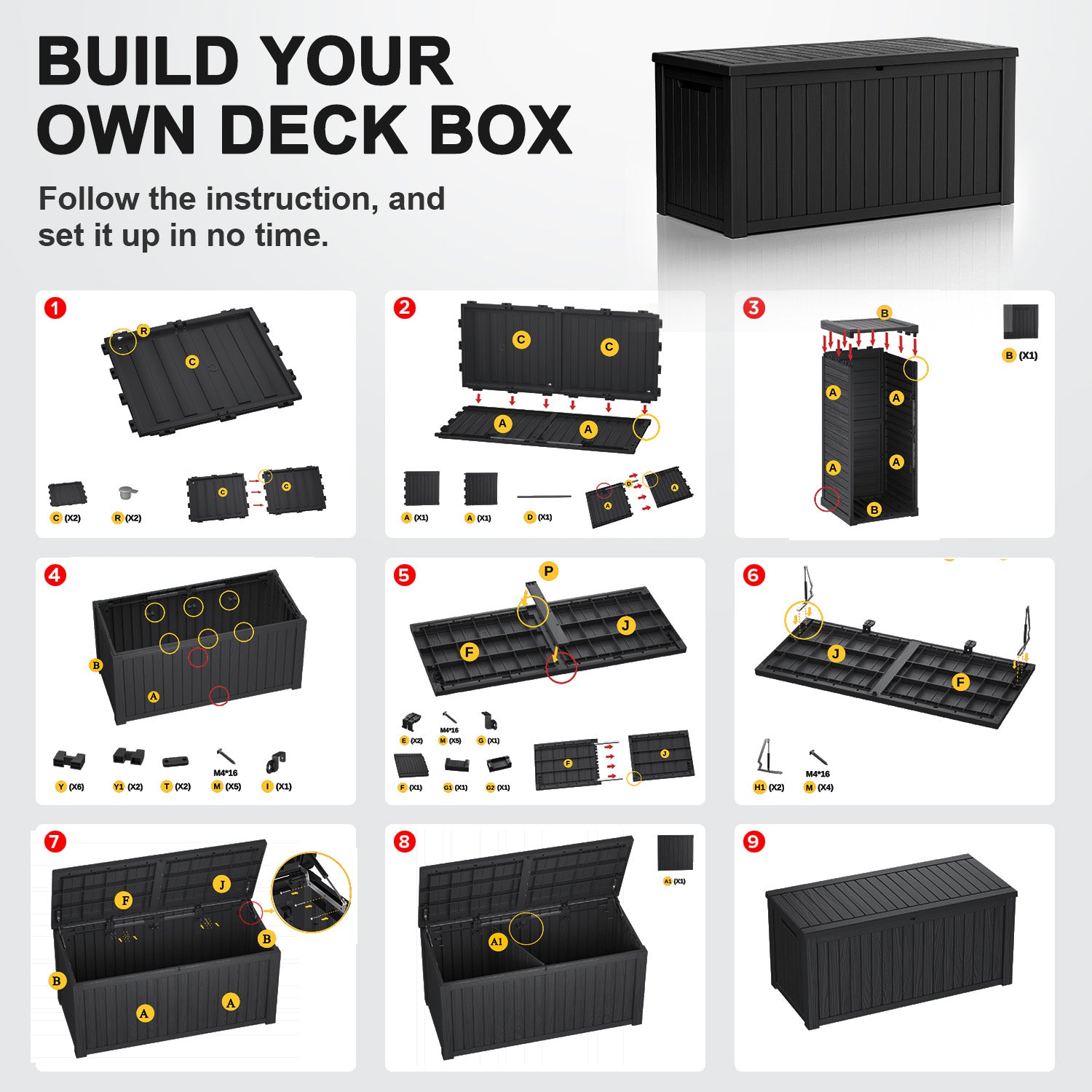 VBAL  180 Gallon recyclable eco-friendly resin material storage Deck Box