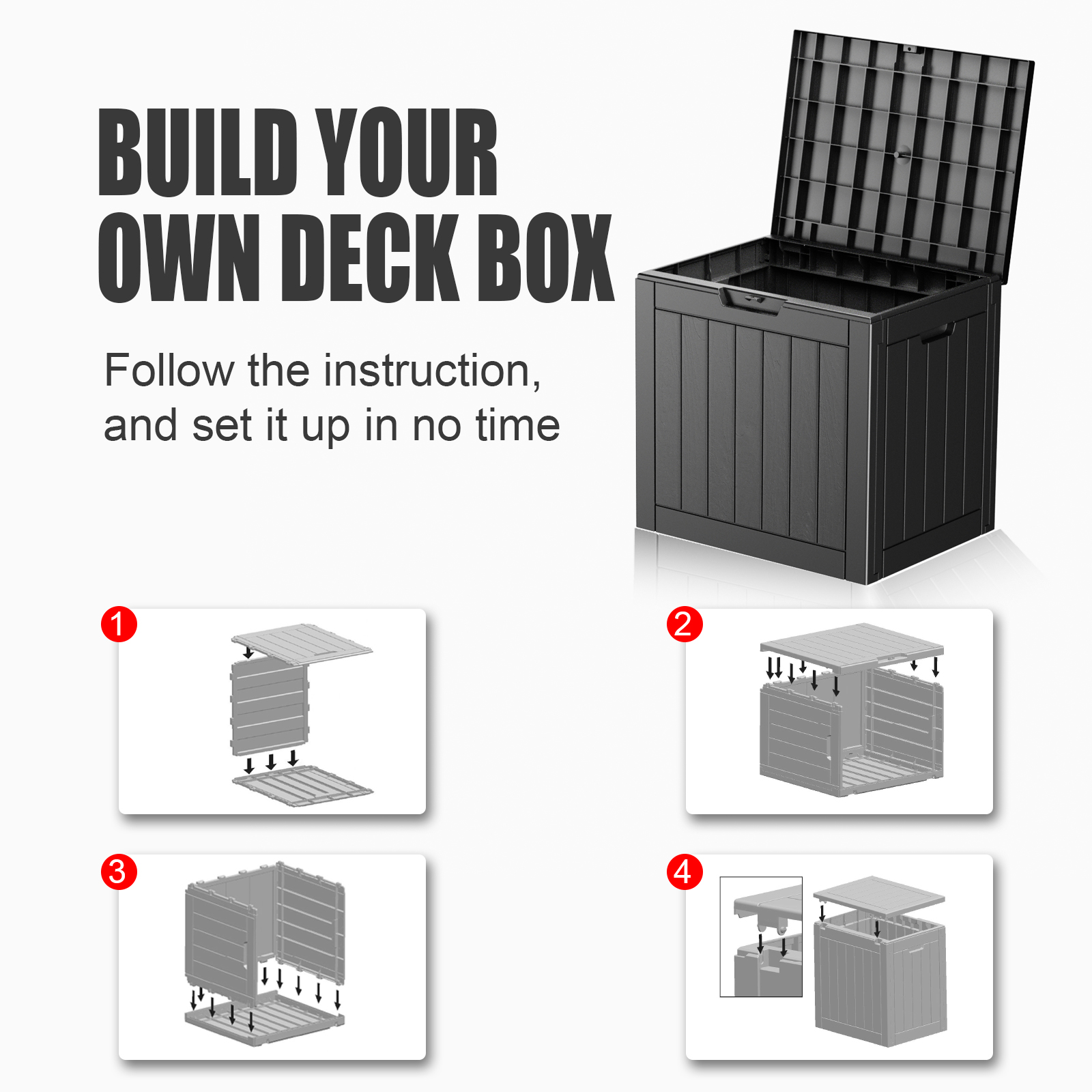 VBAL 30 Gallon recyclable eco-friendly resin material storage Deck Box