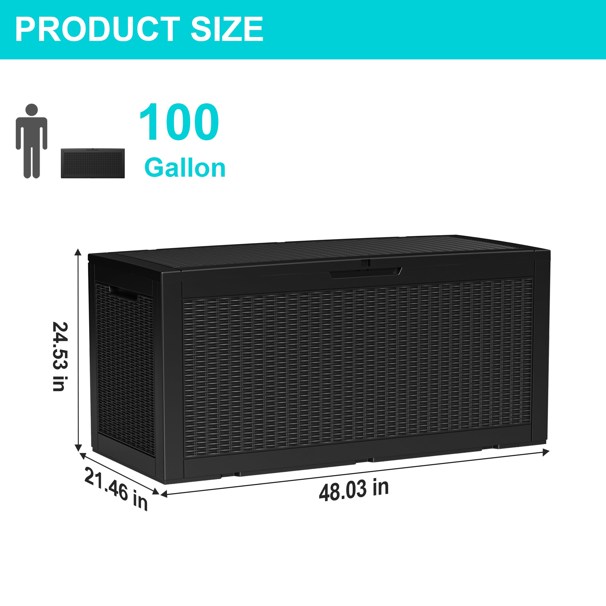 VBAL 100 gallon recyclable eco-friendly resin + rattan material storage Deck Box