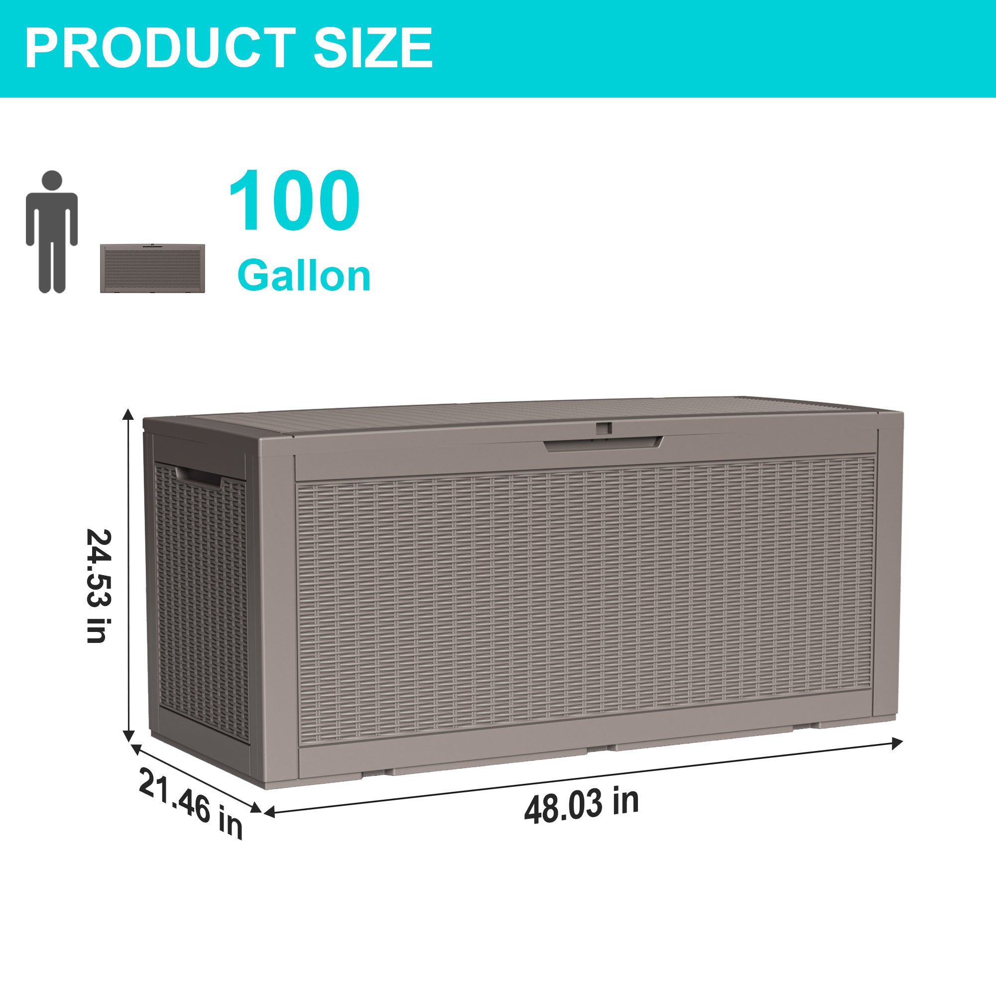 VBAL 100 gallon recyclable eco-friendly resin + rattan material storage Deck Box