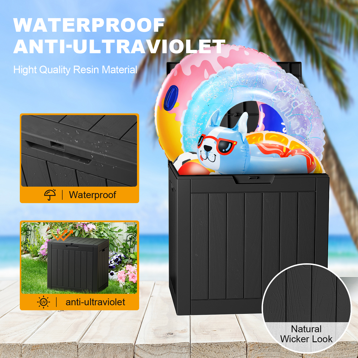 VBAL 30 Gallon recyclable eco-friendly resin material storage Deck Box