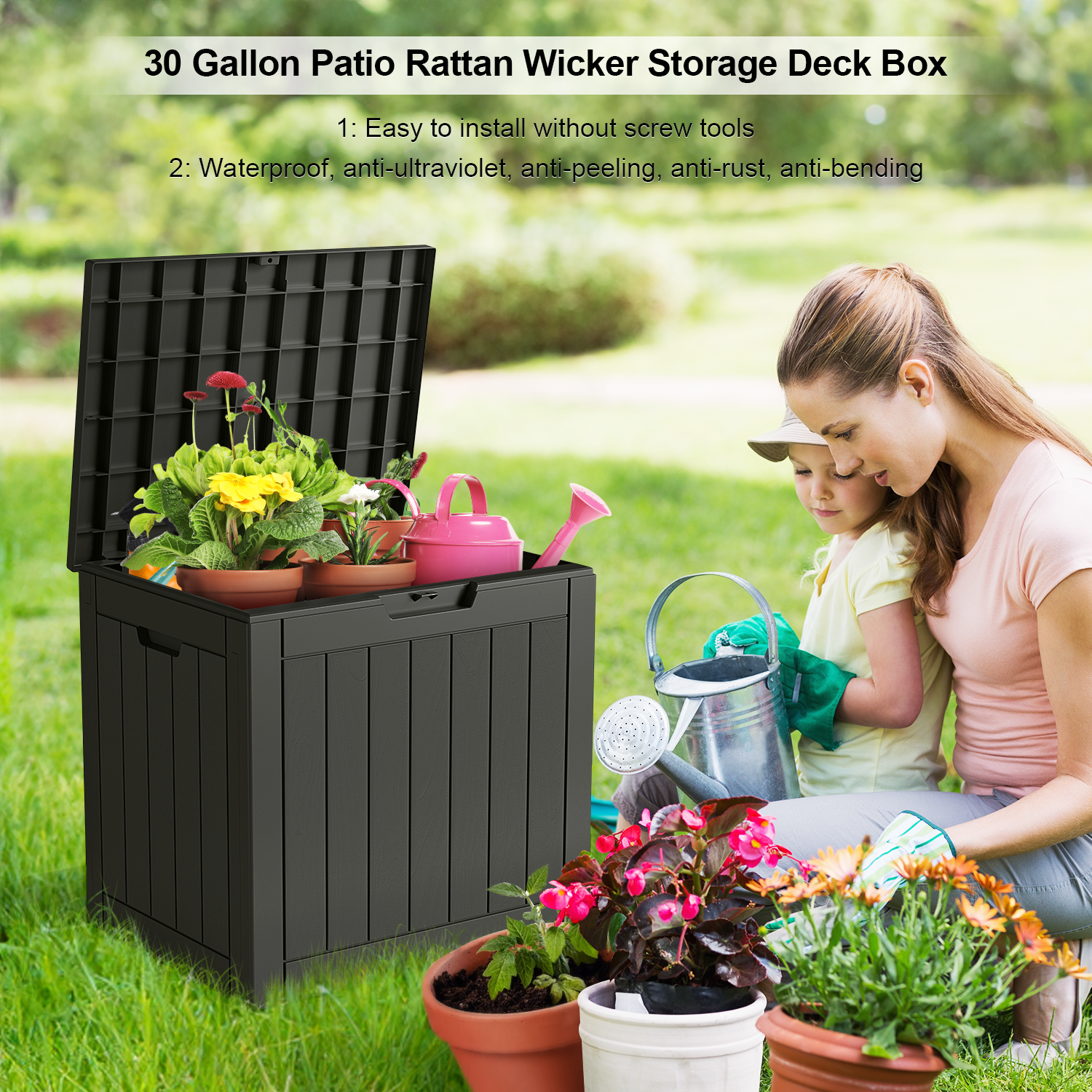 VBAL 30 Gallon recyclable eco-friendly resin material storage Deck Box