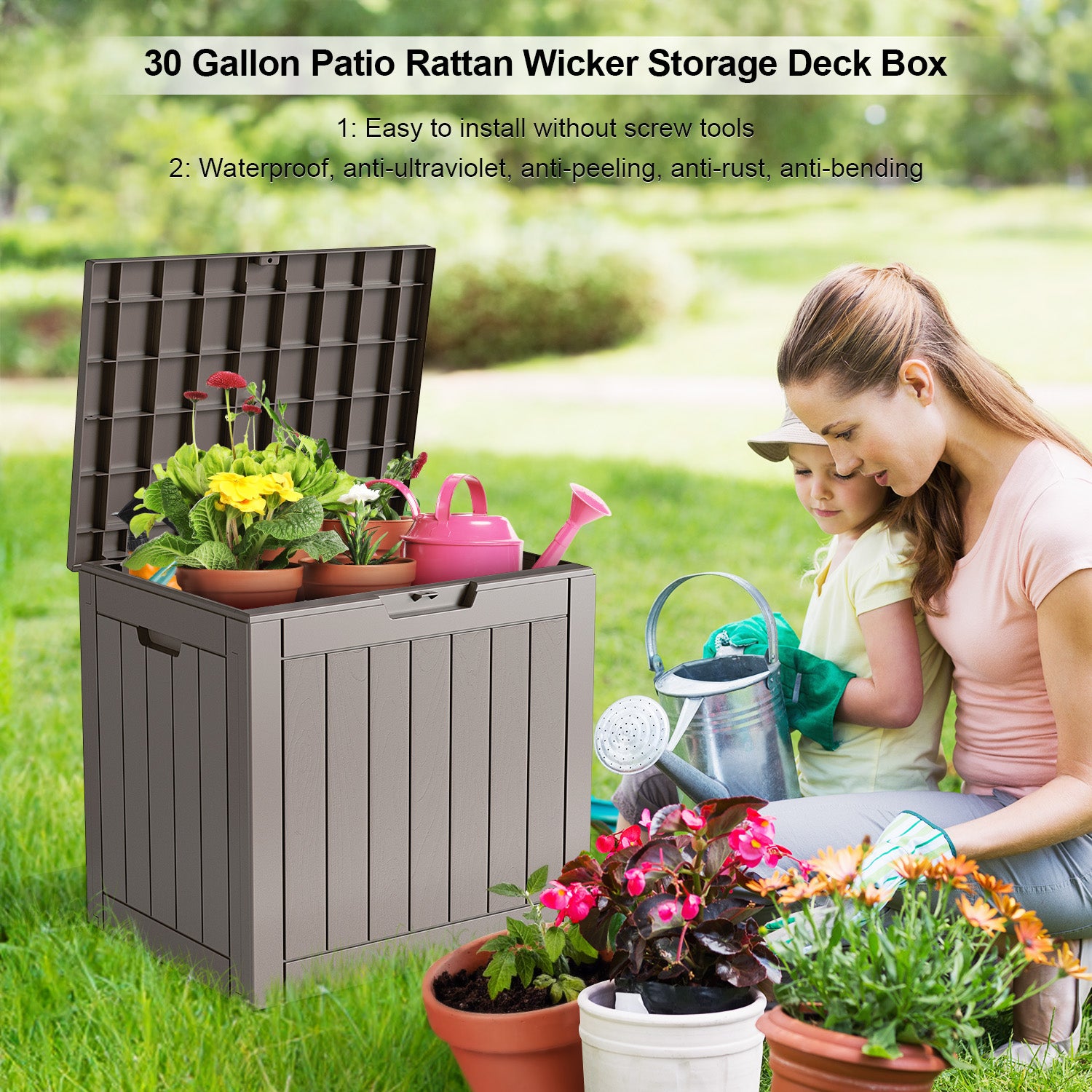 VBAL 30 Gallon recyclable eco-friendly resin material storage Deck Box