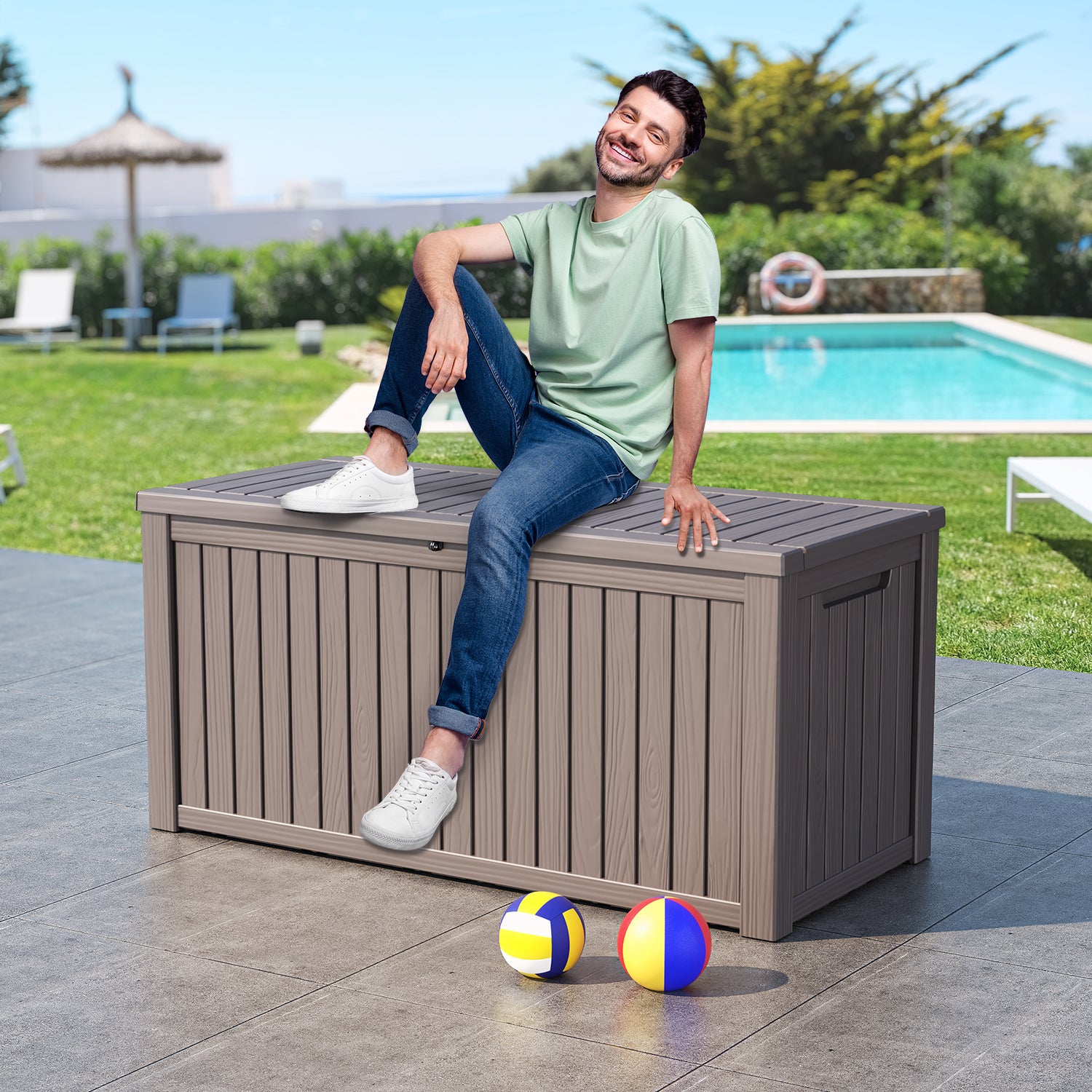 VBAL  180 Gallon recyclable eco-friendly resin material storage Deck Box