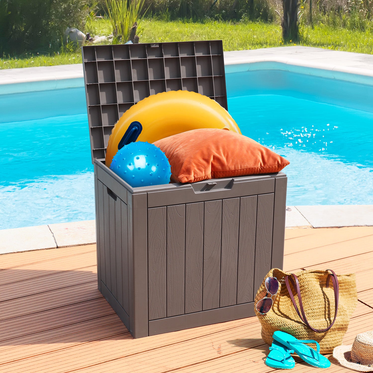 VBAL 30 Gallon recyclable eco-friendly resin material storage Deck Box