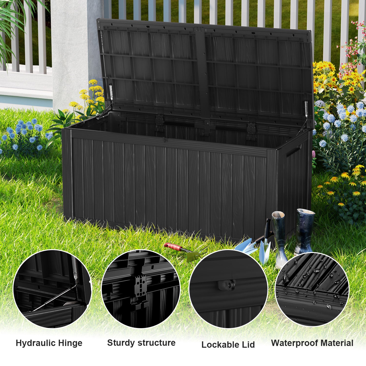 VBAL  180 Gallon recyclable eco-friendly resin material storage Deck Box