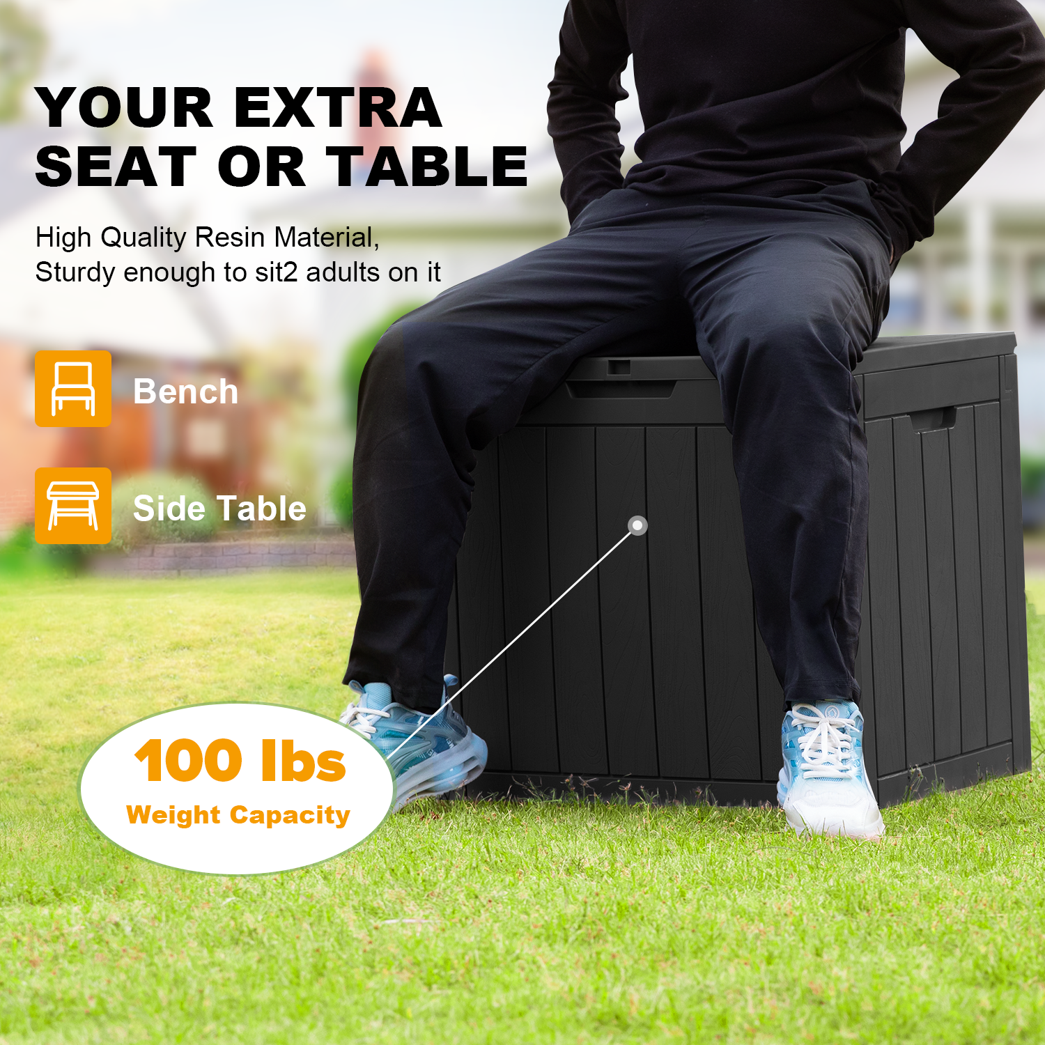 VBAL 30 Gallon recyclable eco-friendly resin material storage Deck Box