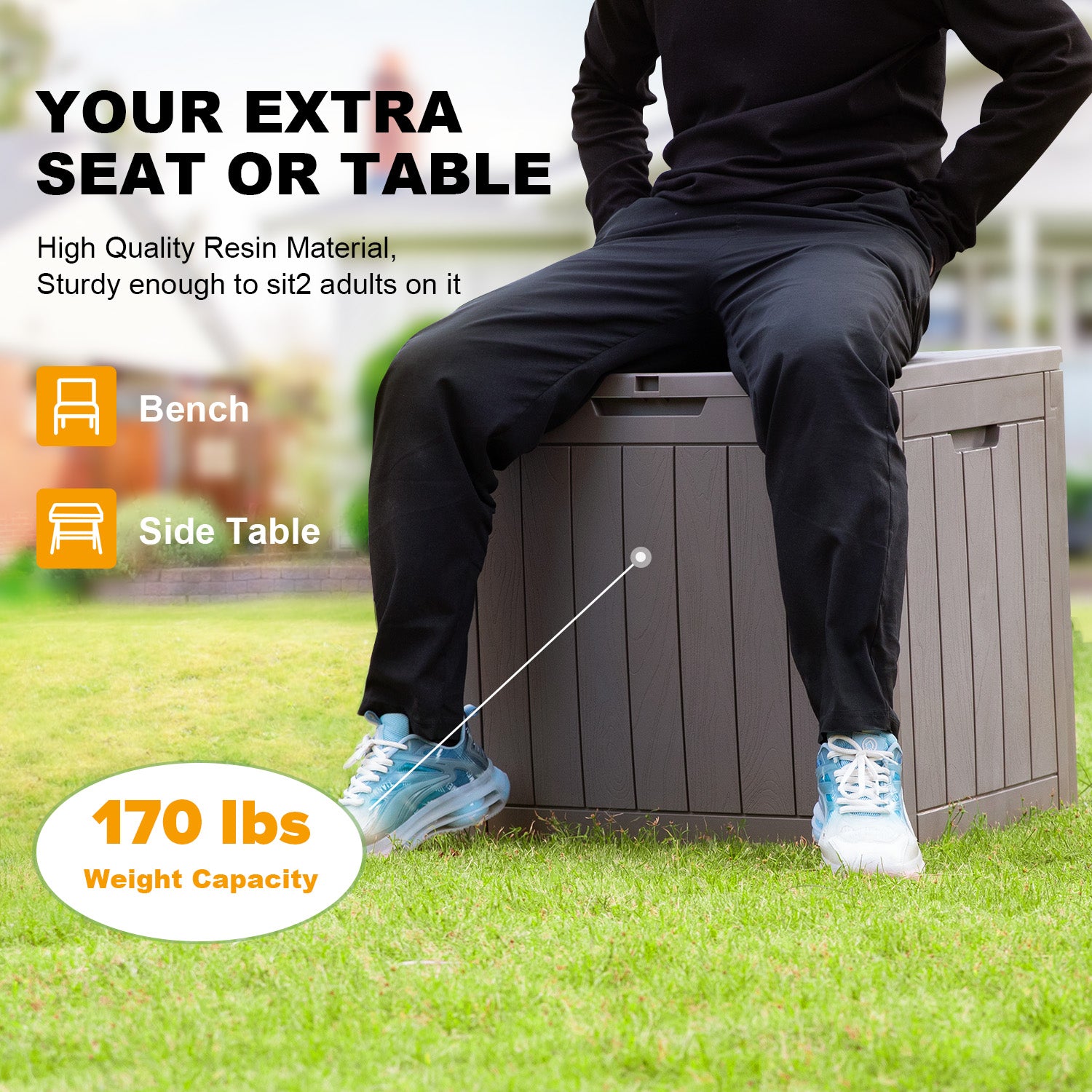 VBAL 30 Gallon recyclable eco-friendly resin material storage Deck Box