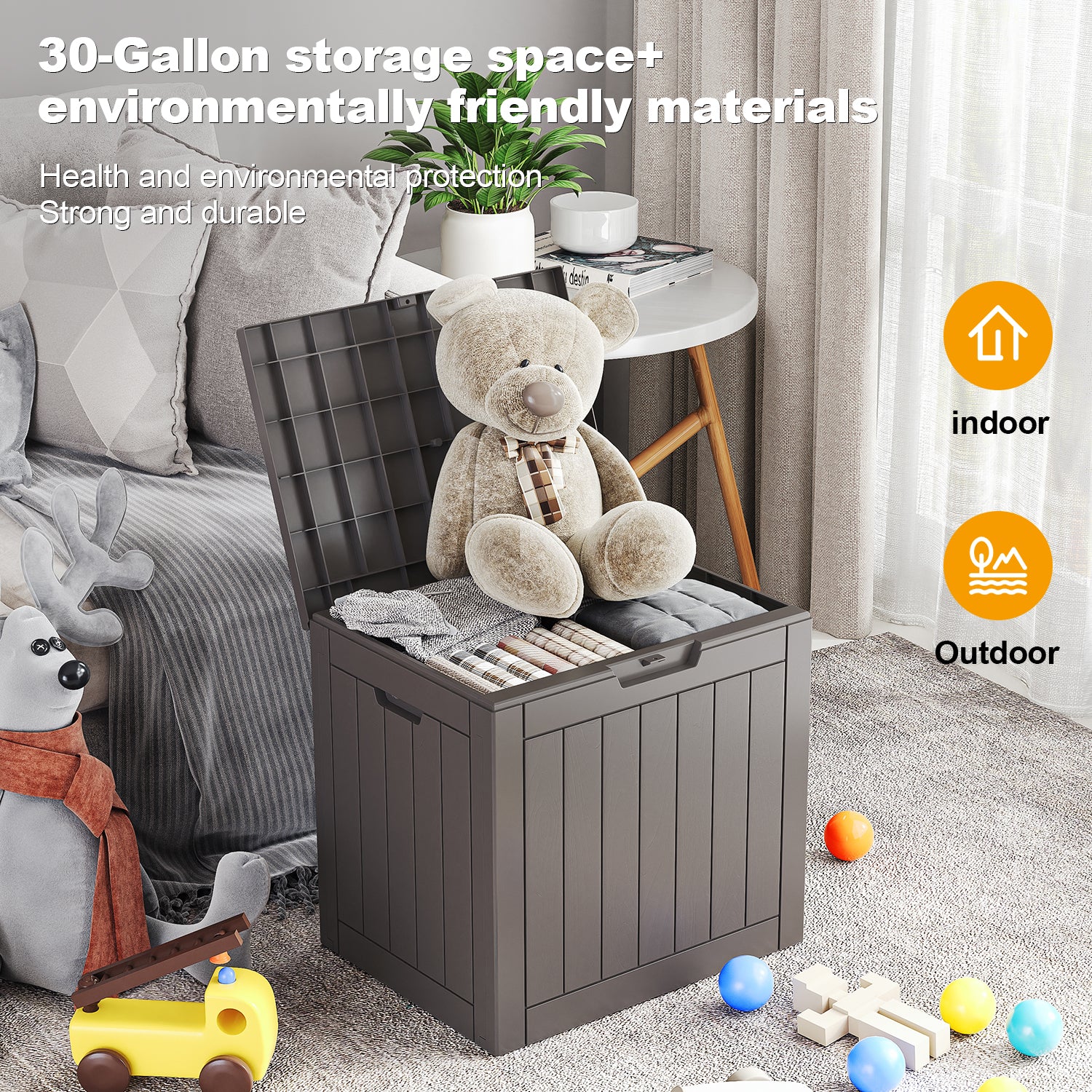 VBAL 30 Gallon recyclable eco-friendly resin material storage Deck Box