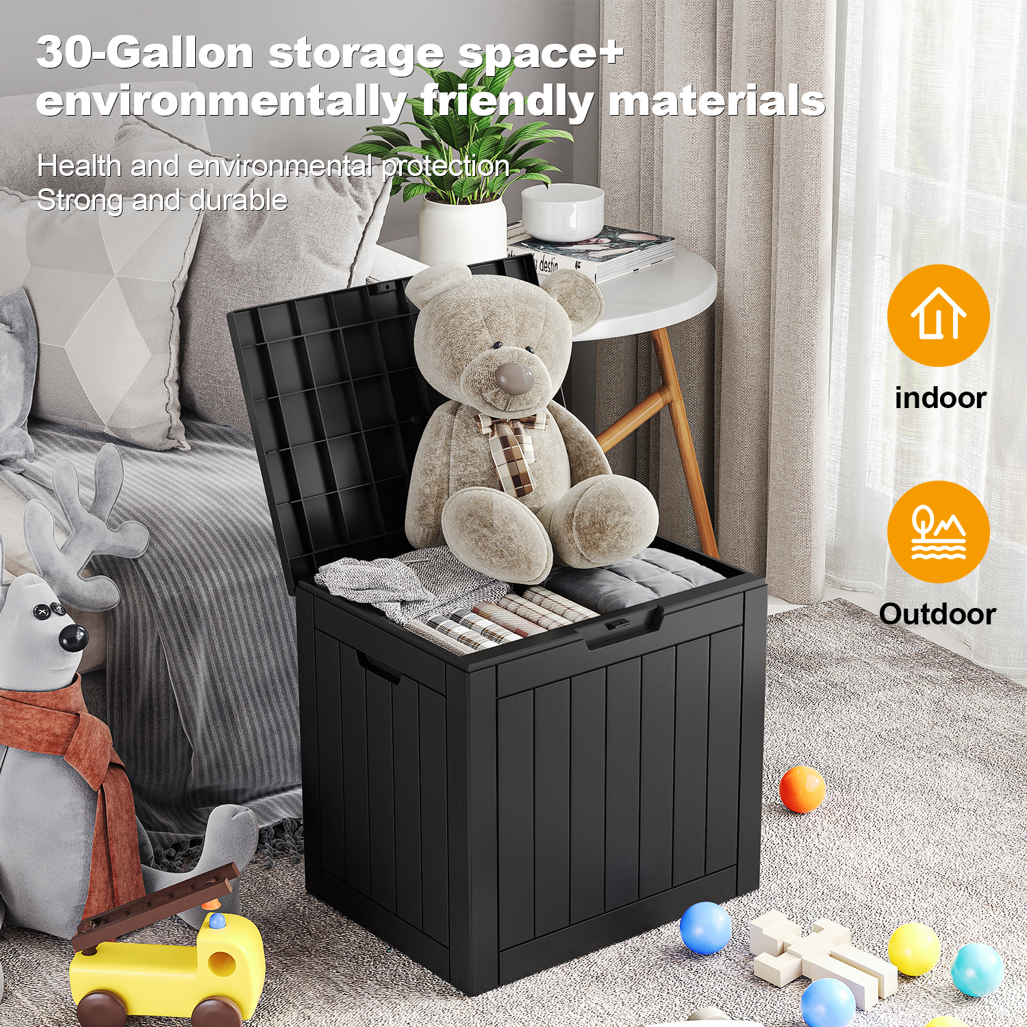 VBAL 30 Gallon recyclable eco-friendly resin material storage Deck Box