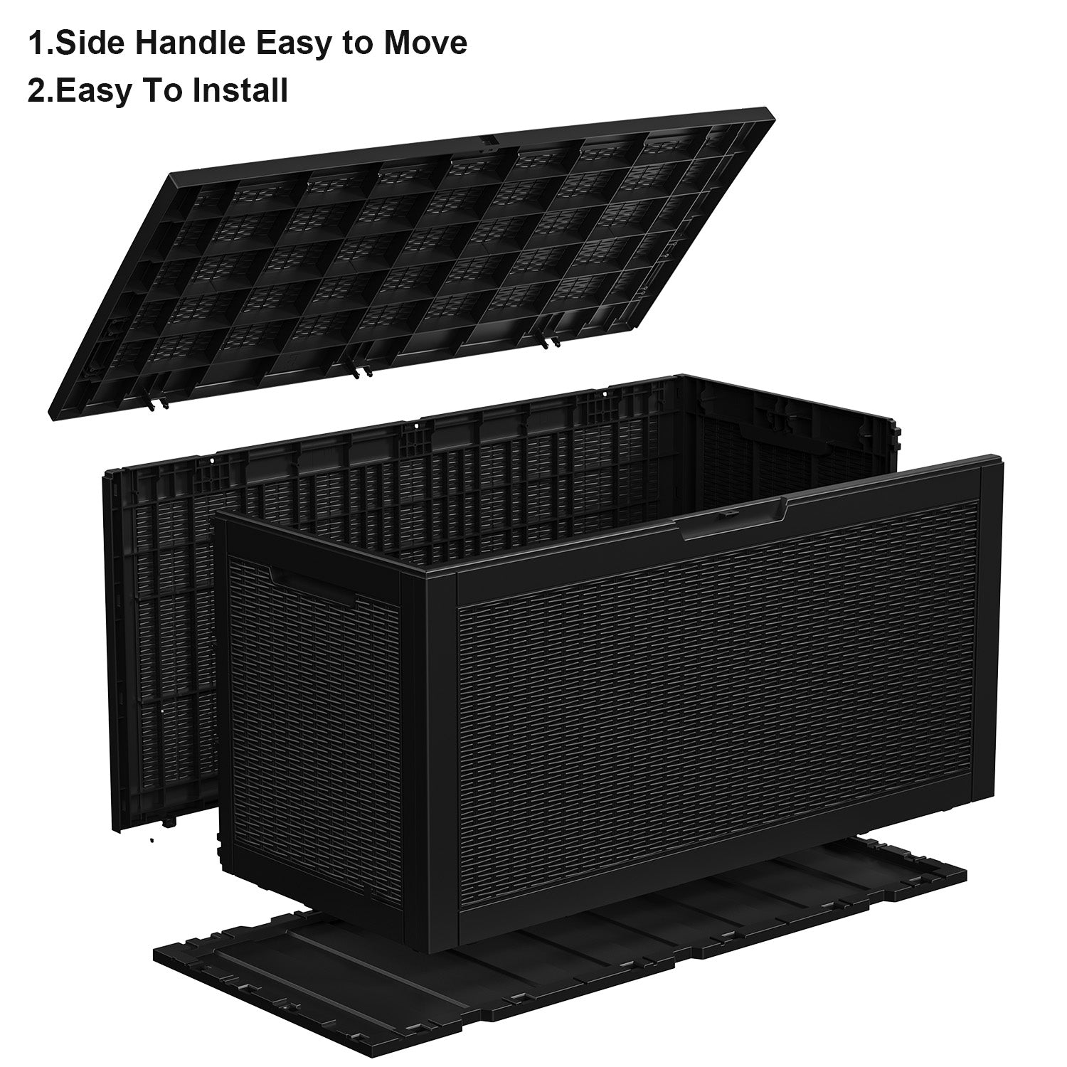VBAL 100 gallon recyclable eco-friendly resin + rattan material storage Deck Box