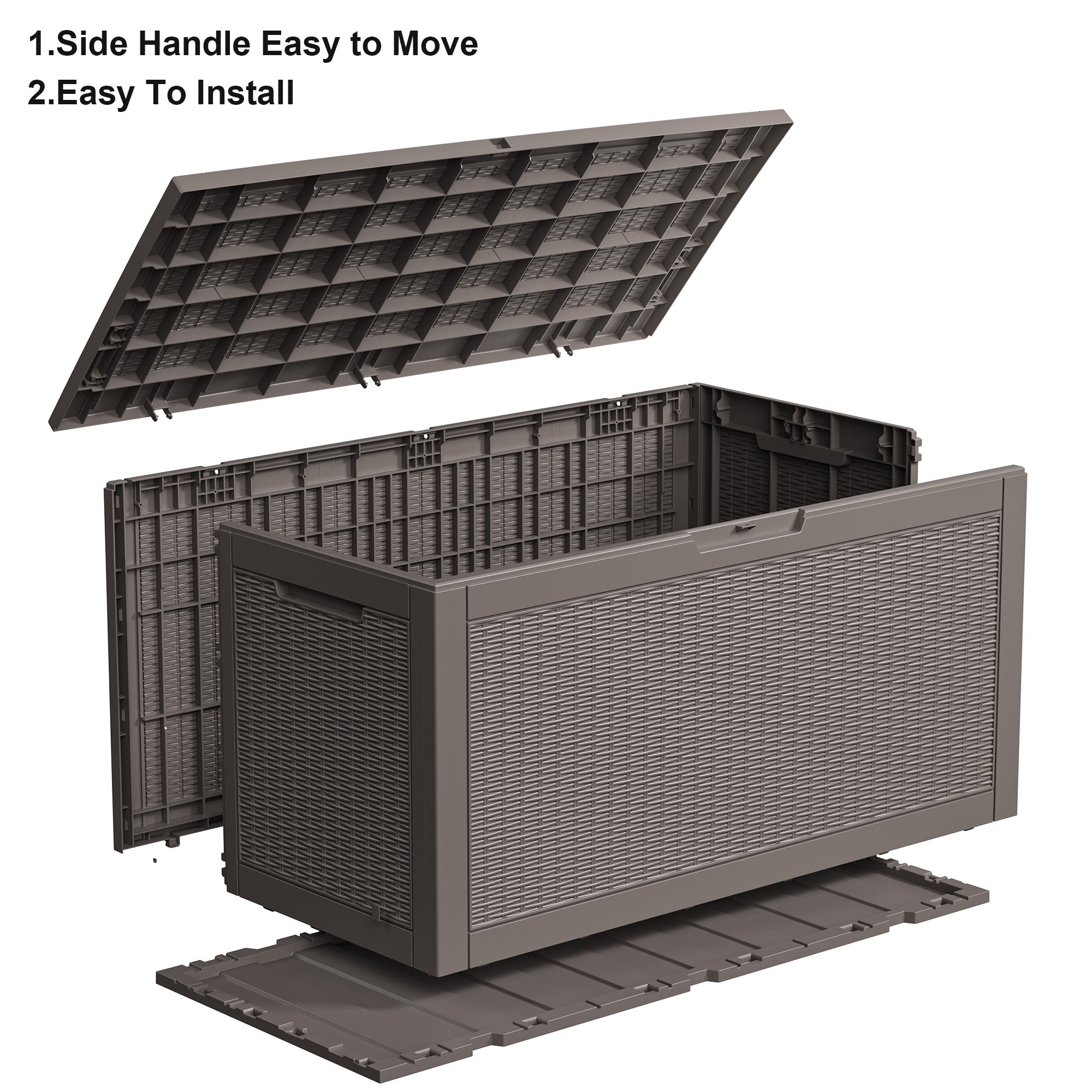 VBAL 100 gallon recyclable eco-friendly resin + rattan material storage Deck Box