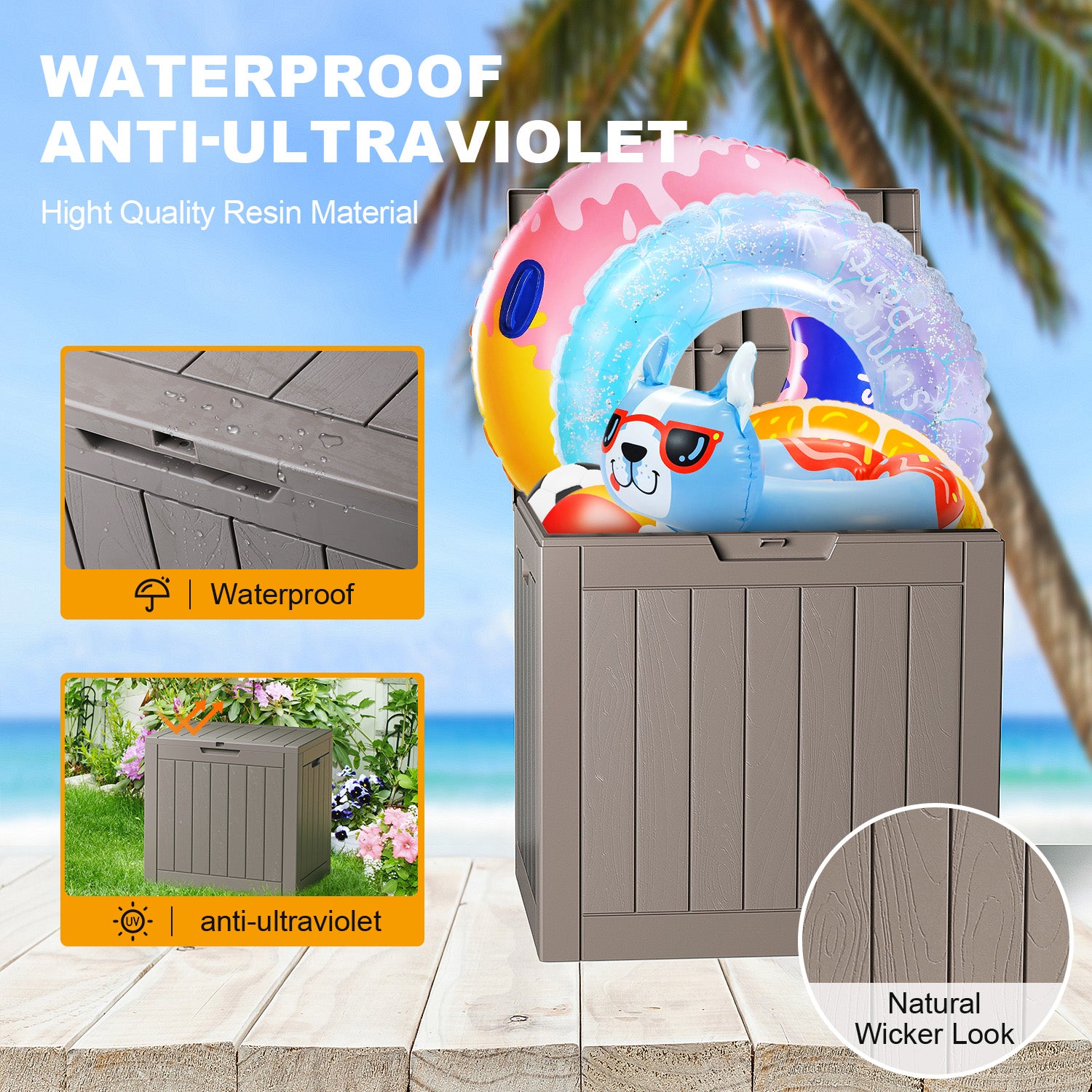 VBAL 30 Gallon recyclable eco-friendly resin material storage Deck Box