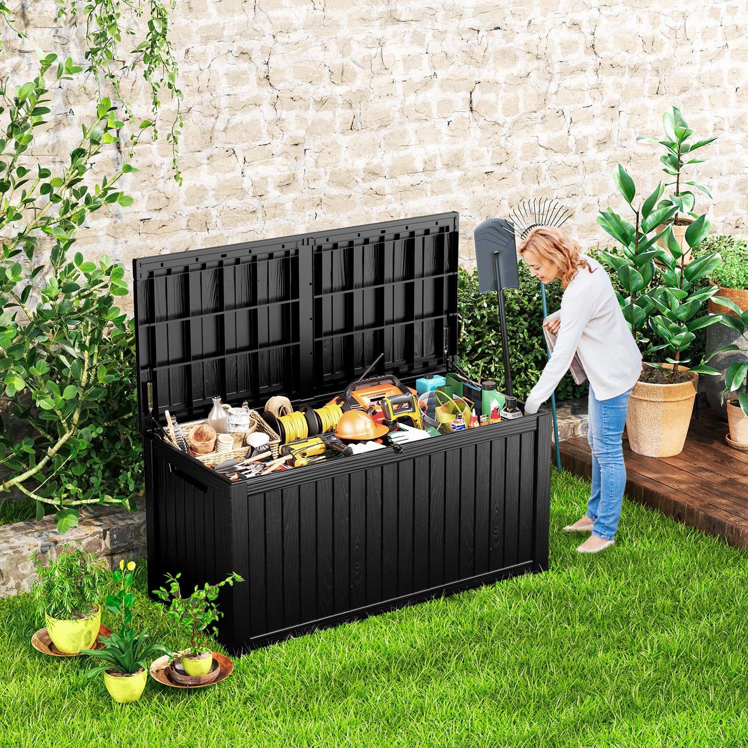 VBAL  180 Gallon recyclable eco-friendly resin material storage Deck Box